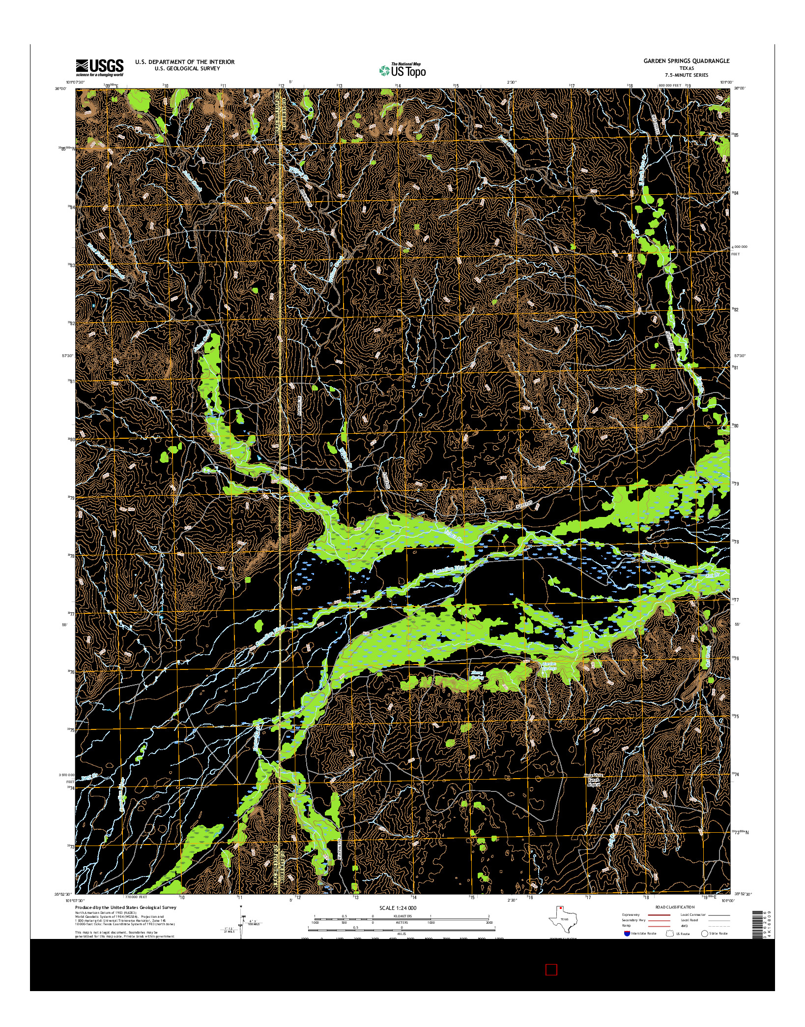 USGS US TOPO 7.5-MINUTE MAP FOR GARDEN SPRINGS, TX 2016