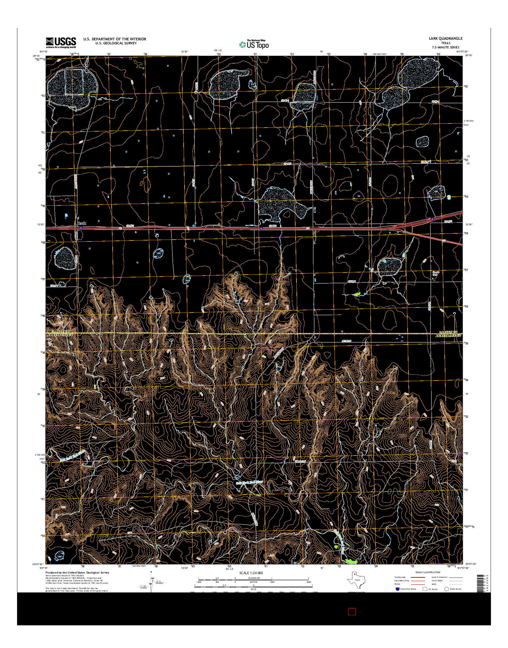 USGS US TOPO 7.5-MINUTE MAP FOR LARK, TX 2016