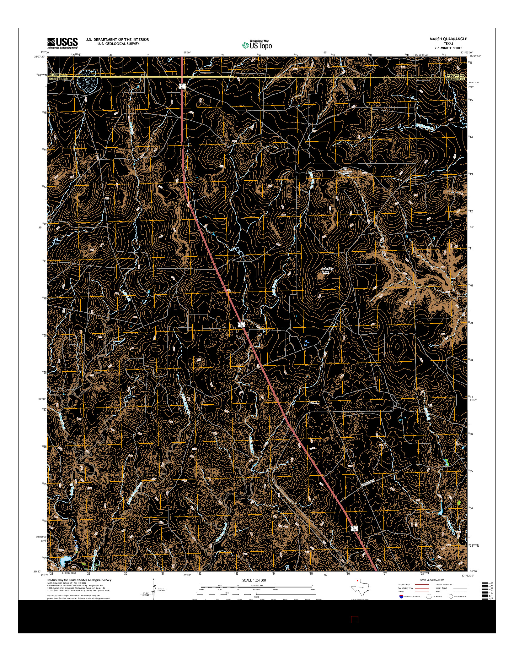USGS US TOPO 7.5-MINUTE MAP FOR MARSH, TX 2016