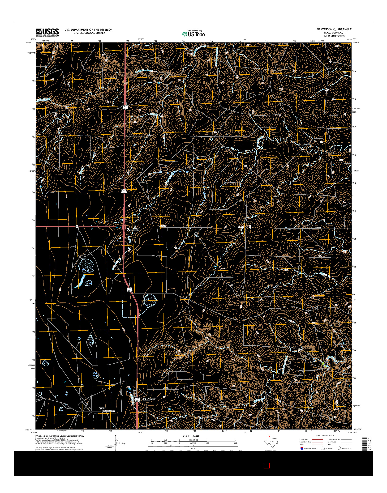 USGS US TOPO 7.5-MINUTE MAP FOR MASTERSON, TX 2016