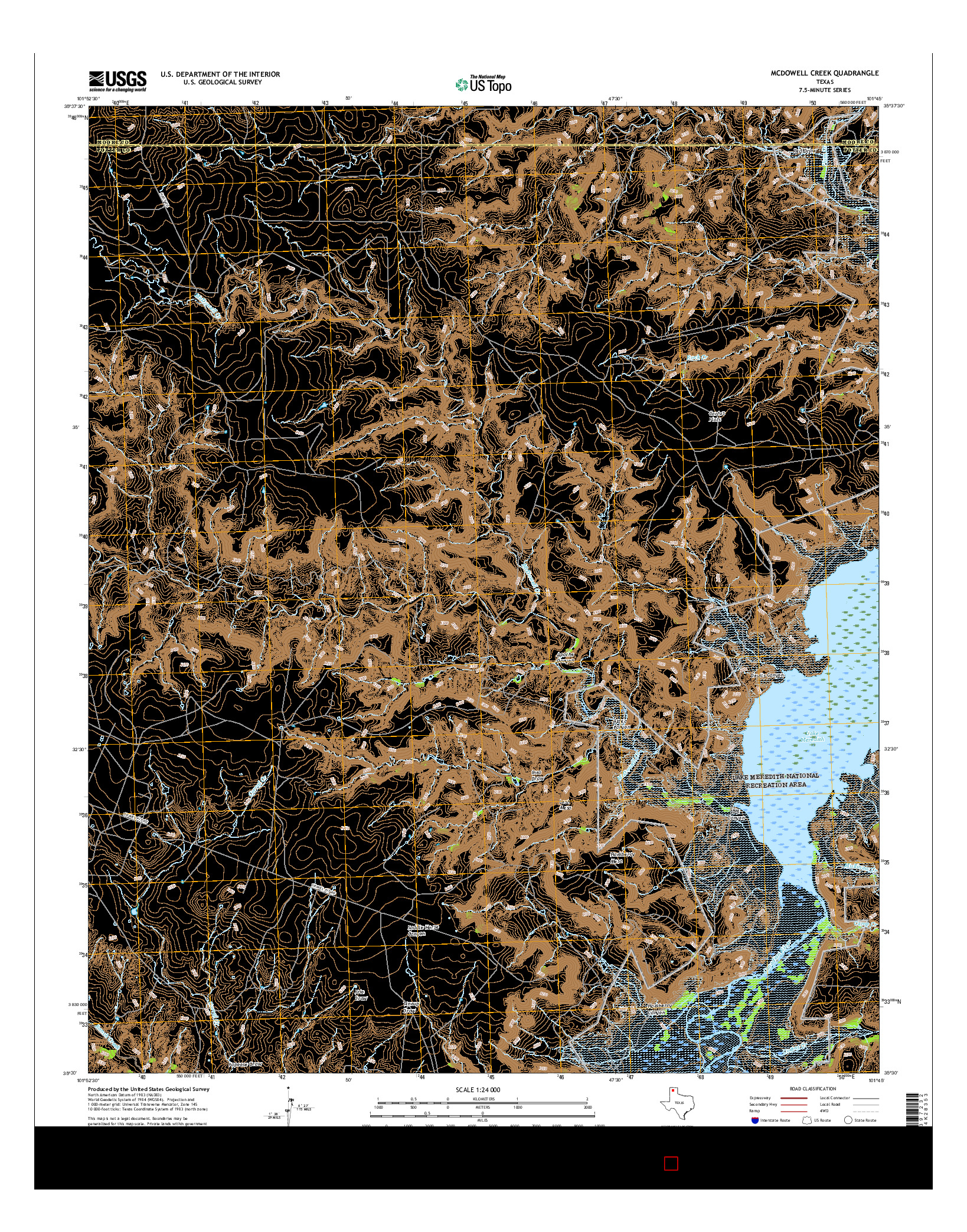 USGS US TOPO 7.5-MINUTE MAP FOR MCDOWELL CREEK, TX 2016