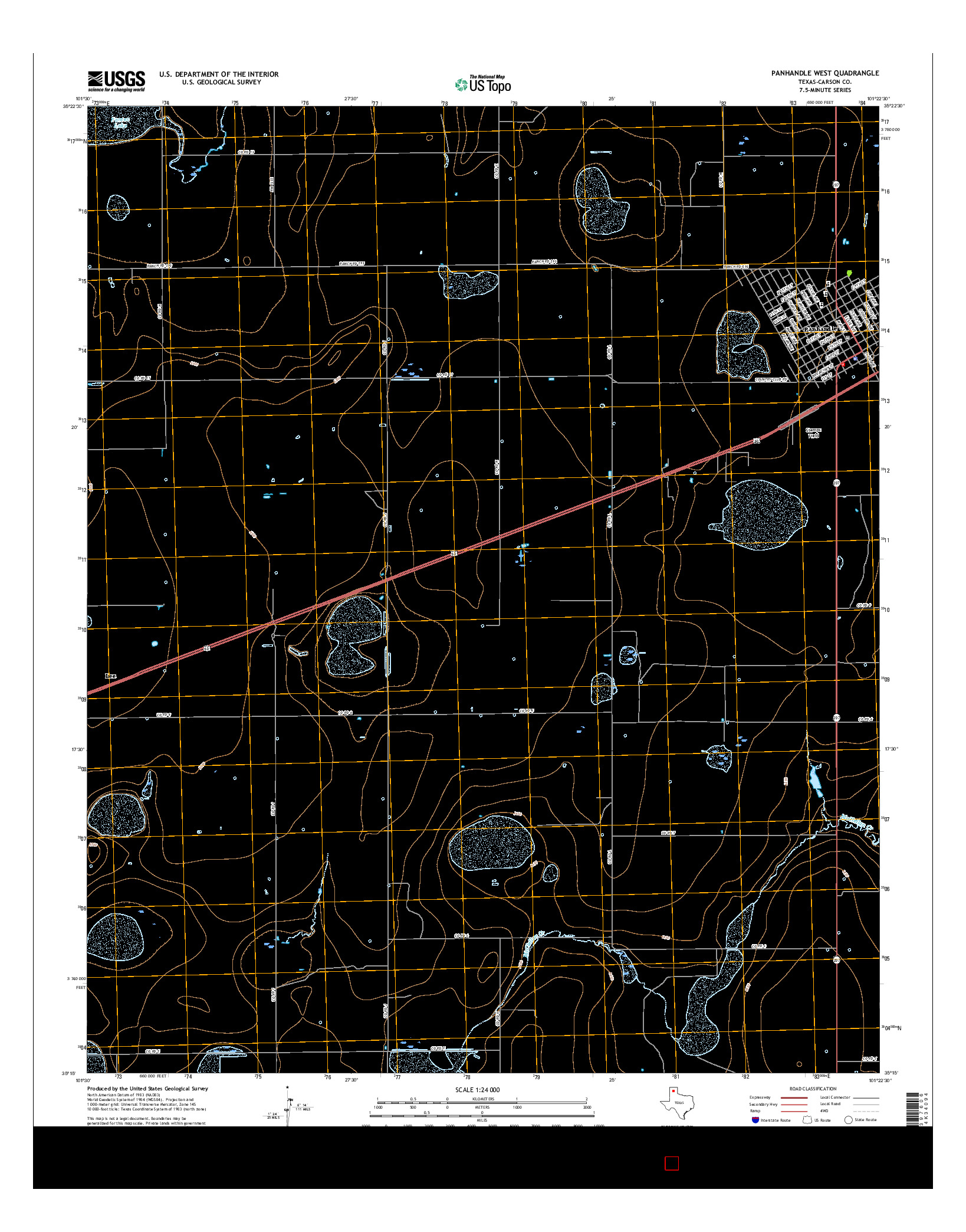 USGS US TOPO 7.5-MINUTE MAP FOR PANHANDLE WEST, TX 2016