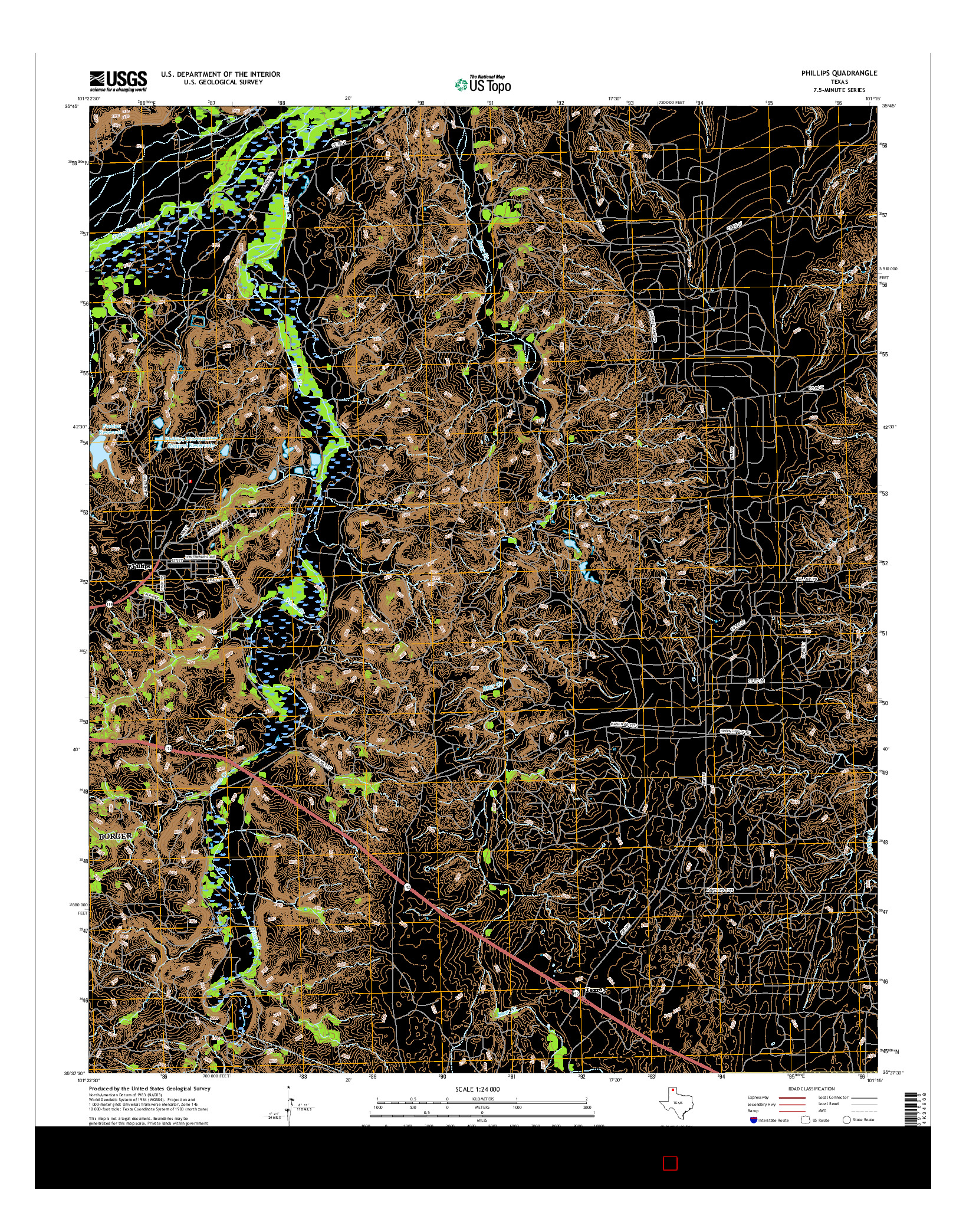 USGS US TOPO 7.5-MINUTE MAP FOR PHILLIPS, TX 2016