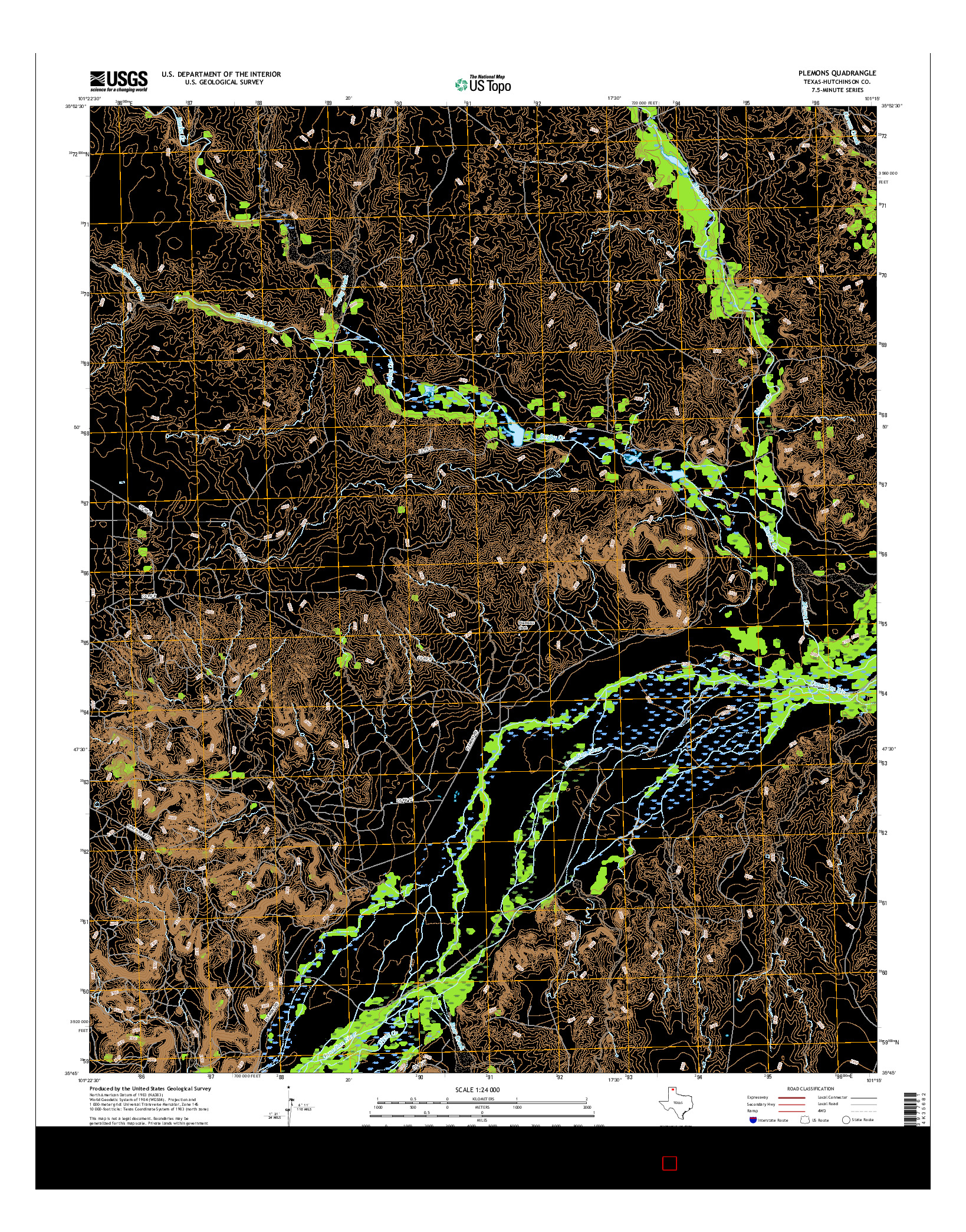 USGS US TOPO 7.5-MINUTE MAP FOR PLEMONS, TX 2016