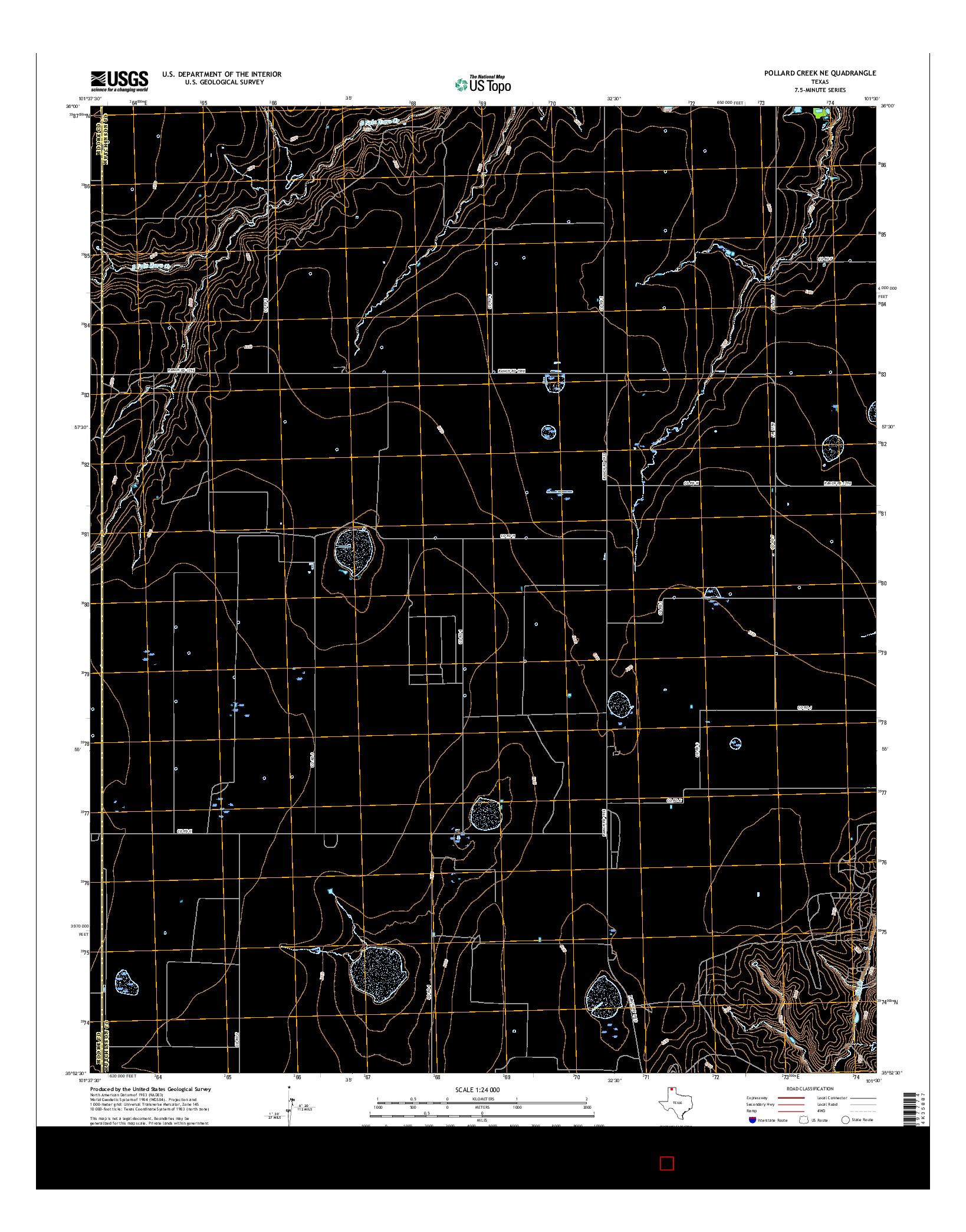USGS US TOPO 7.5-MINUTE MAP FOR POLLARD CREEK NE, TX 2016