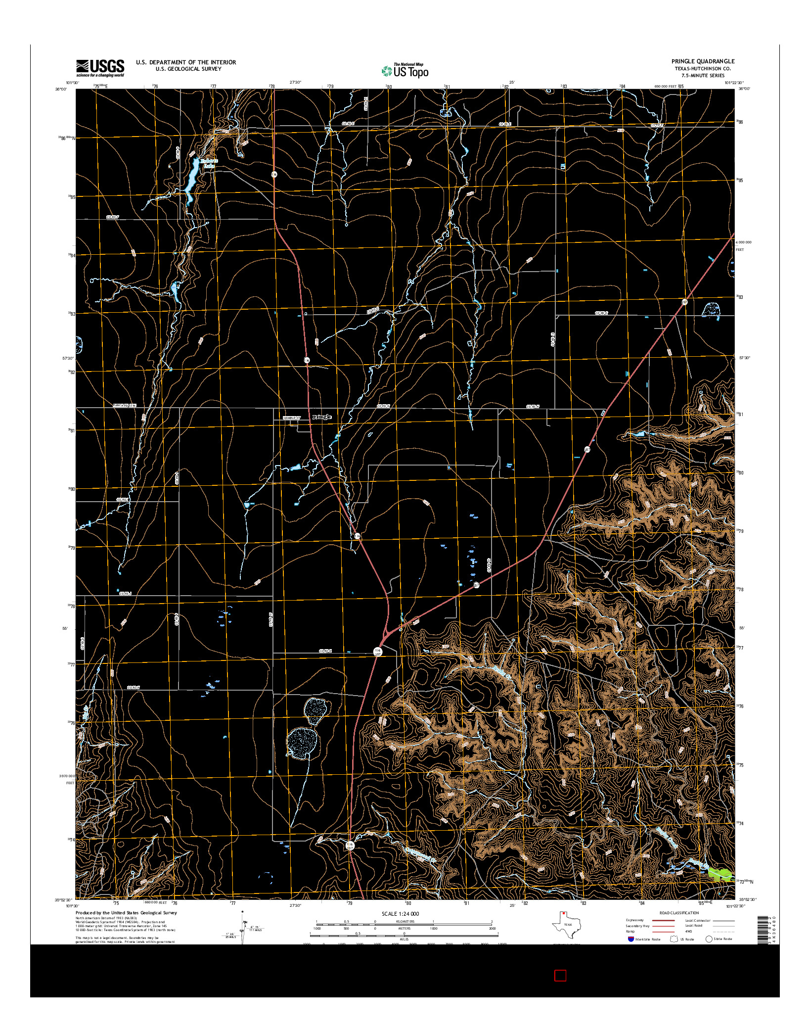 USGS US TOPO 7.5-MINUTE MAP FOR PRINGLE, TX 2016