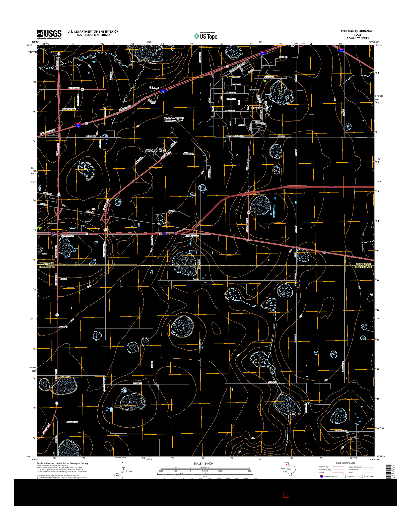 USGS US TOPO 7.5-MINUTE MAP FOR PULLMAN, TX 2016