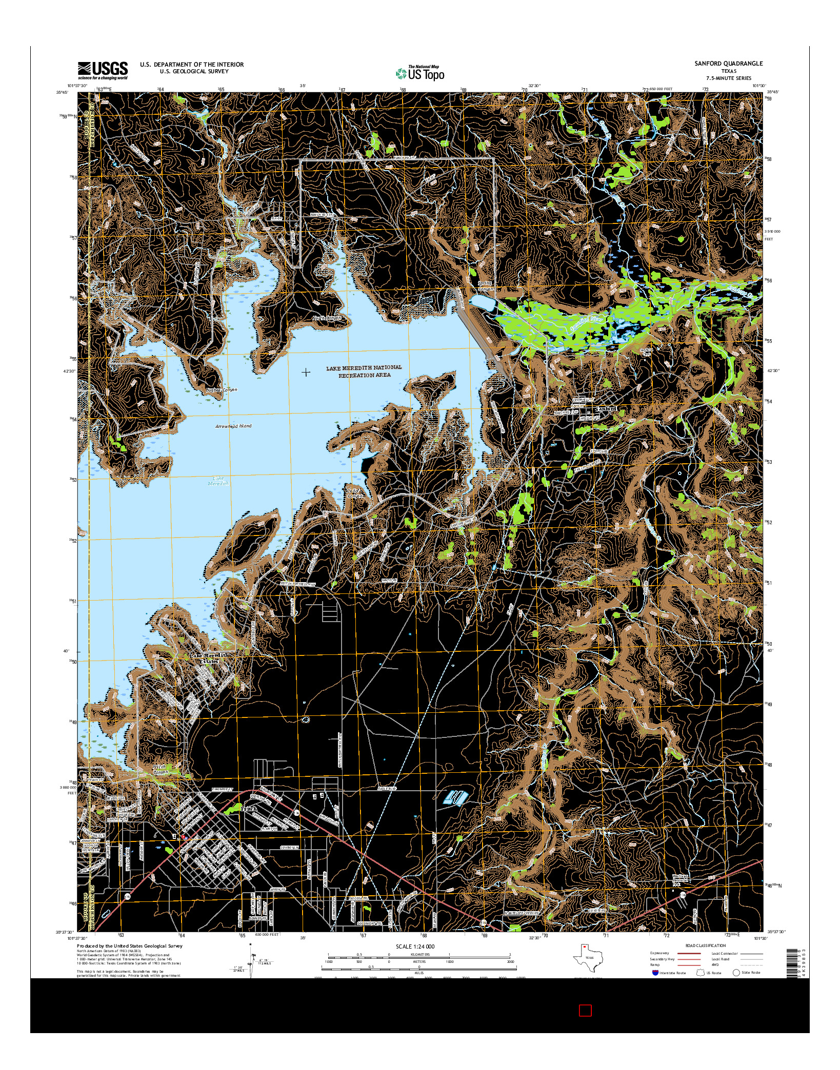 USGS US TOPO 7.5-MINUTE MAP FOR SANFORD, TX 2016