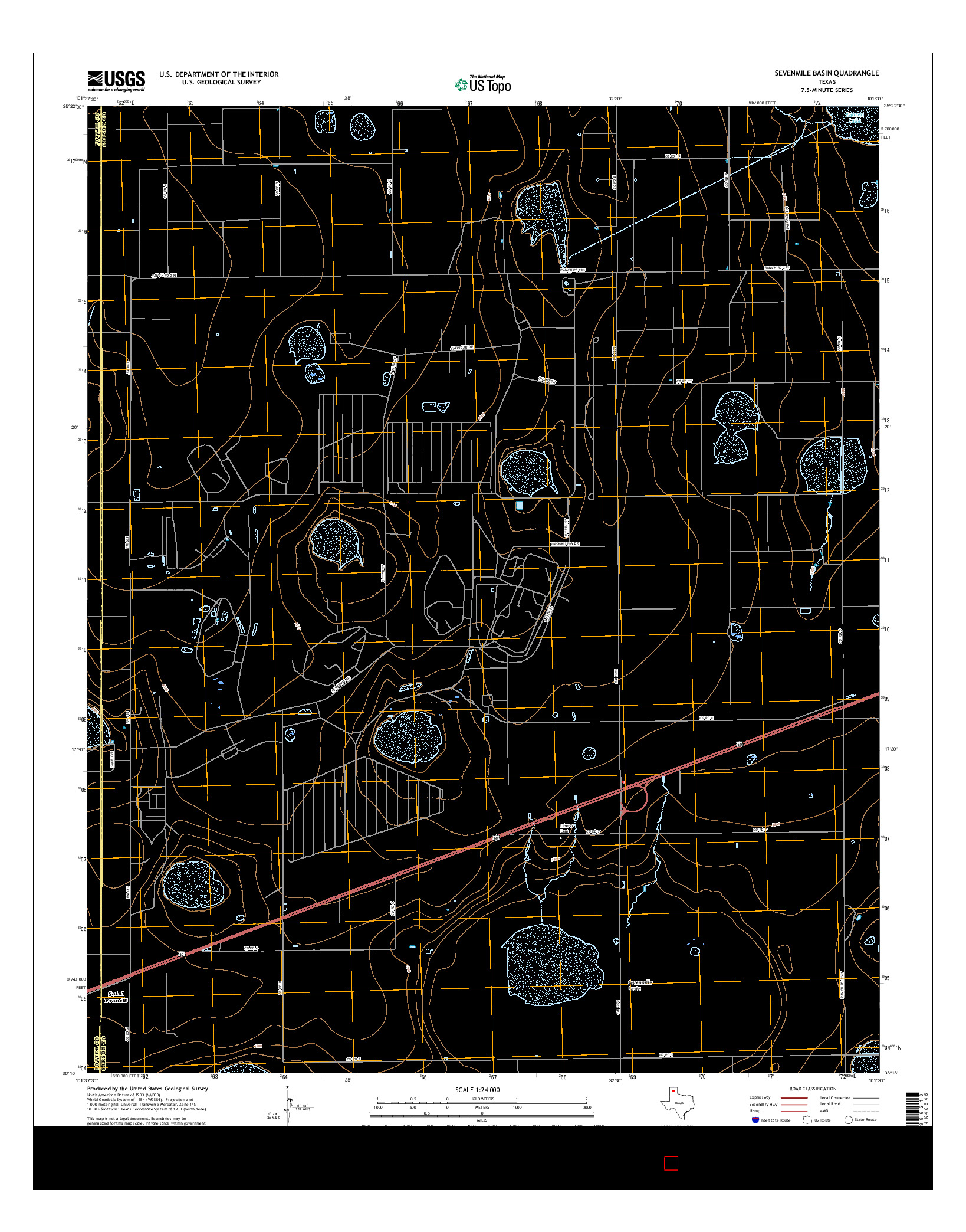 USGS US TOPO 7.5-MINUTE MAP FOR SEVENMILE BASIN, TX 2016