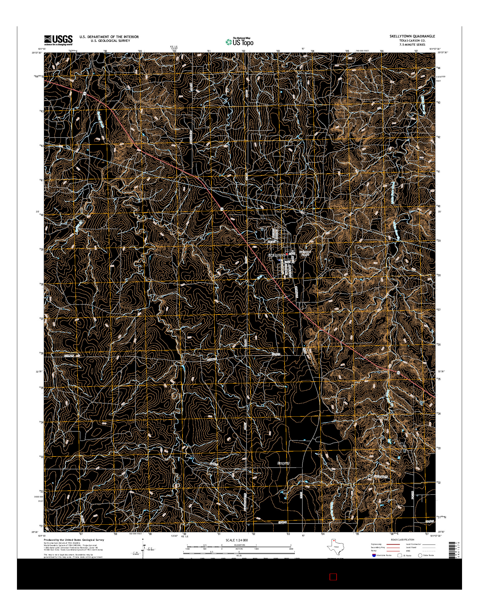 USGS US TOPO 7.5-MINUTE MAP FOR SKELLYTOWN, TX 2016