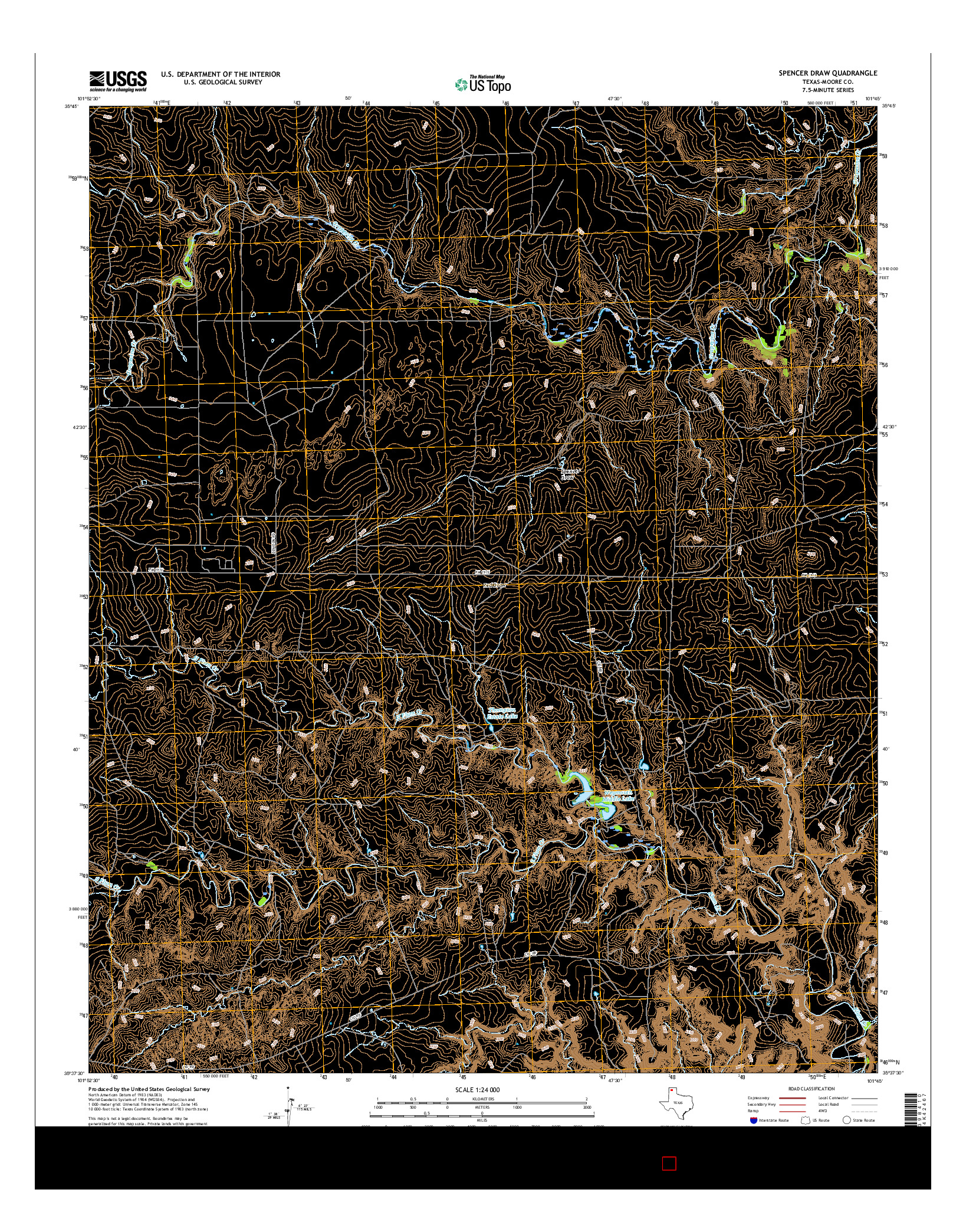 USGS US TOPO 7.5-MINUTE MAP FOR SPENCER DRAW, TX 2016