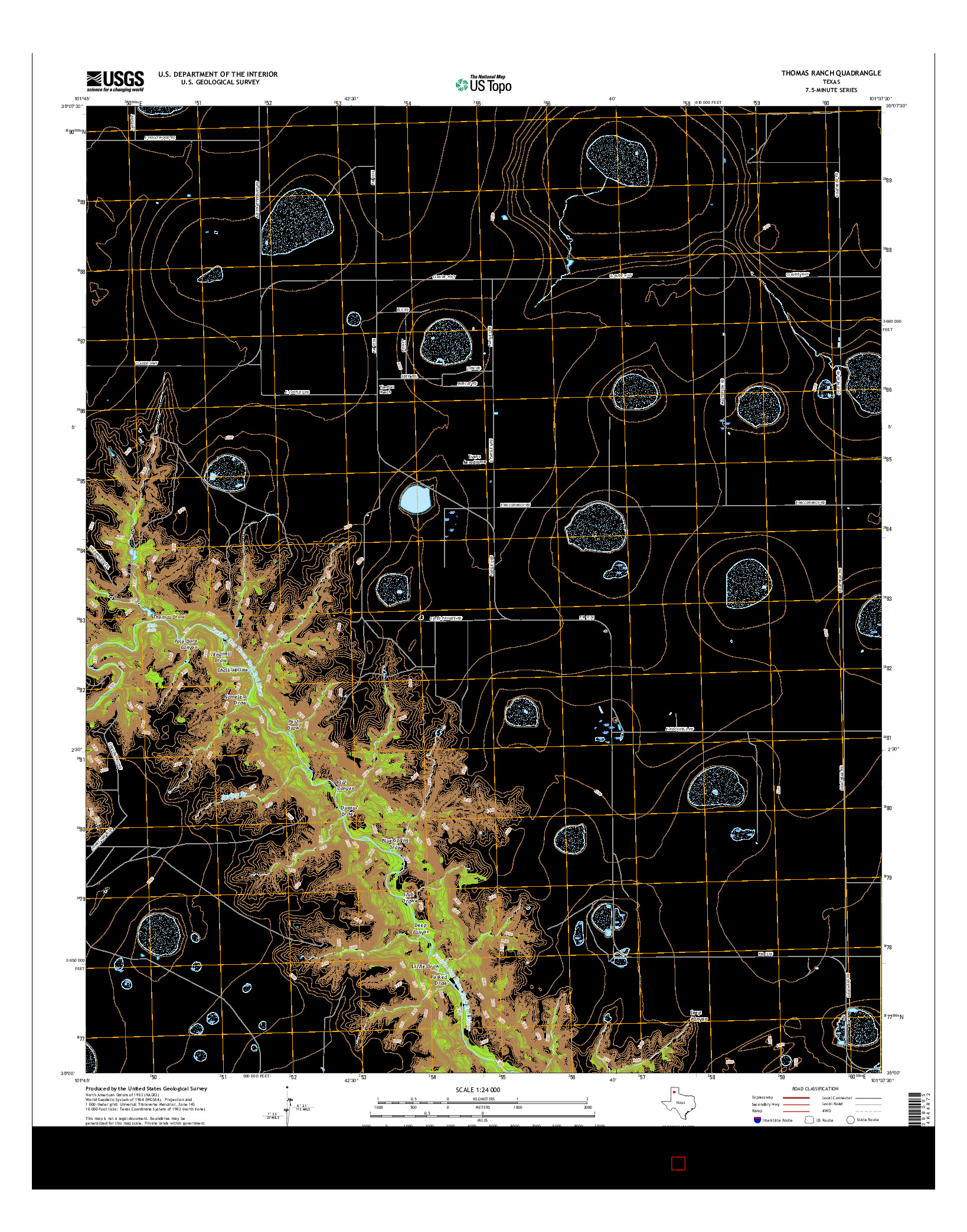 USGS US TOPO 7.5-MINUTE MAP FOR THOMAS RANCH, TX 2016