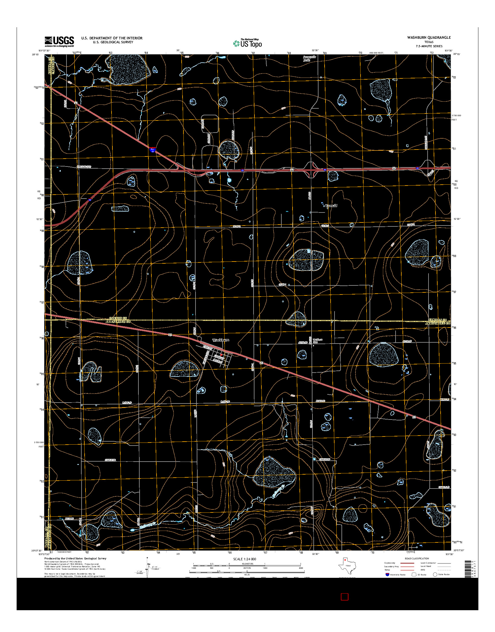 USGS US TOPO 7.5-MINUTE MAP FOR WASHBURN, TX 2016