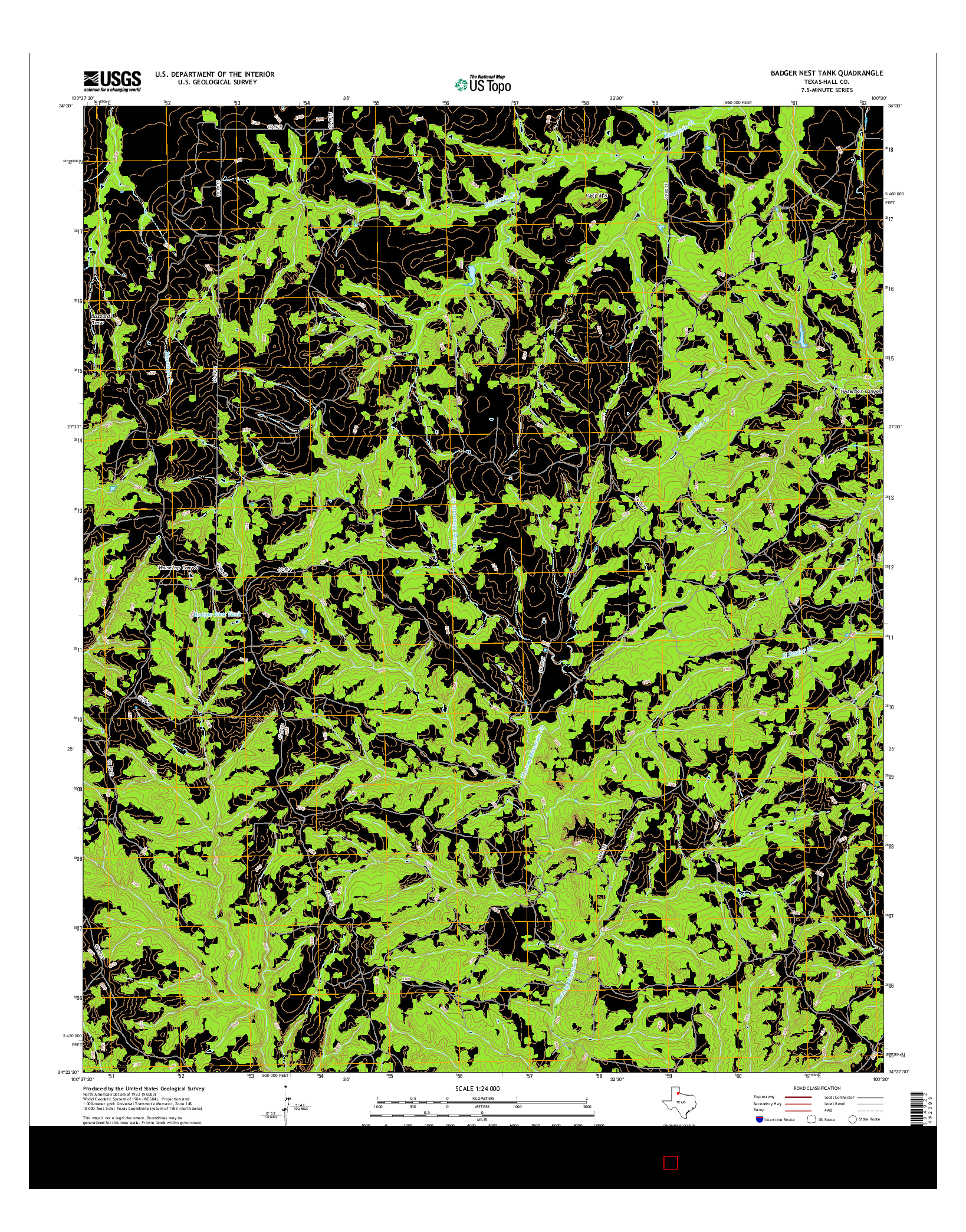 USGS US TOPO 7.5-MINUTE MAP FOR BADGER NEST TANK, TX 2016