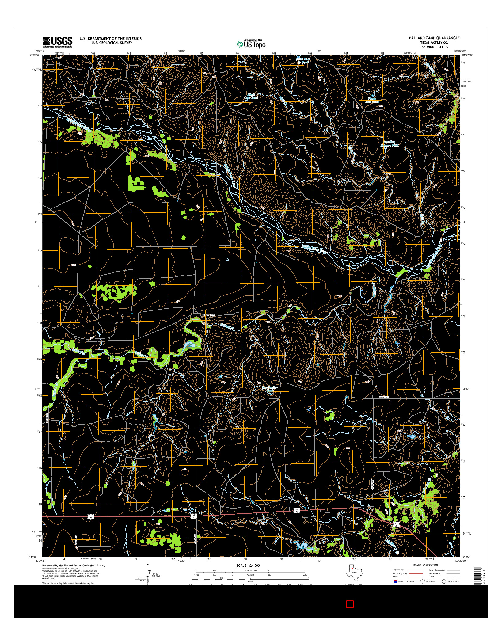 USGS US TOPO 7.5-MINUTE MAP FOR BALLARD CAMP, TX 2016