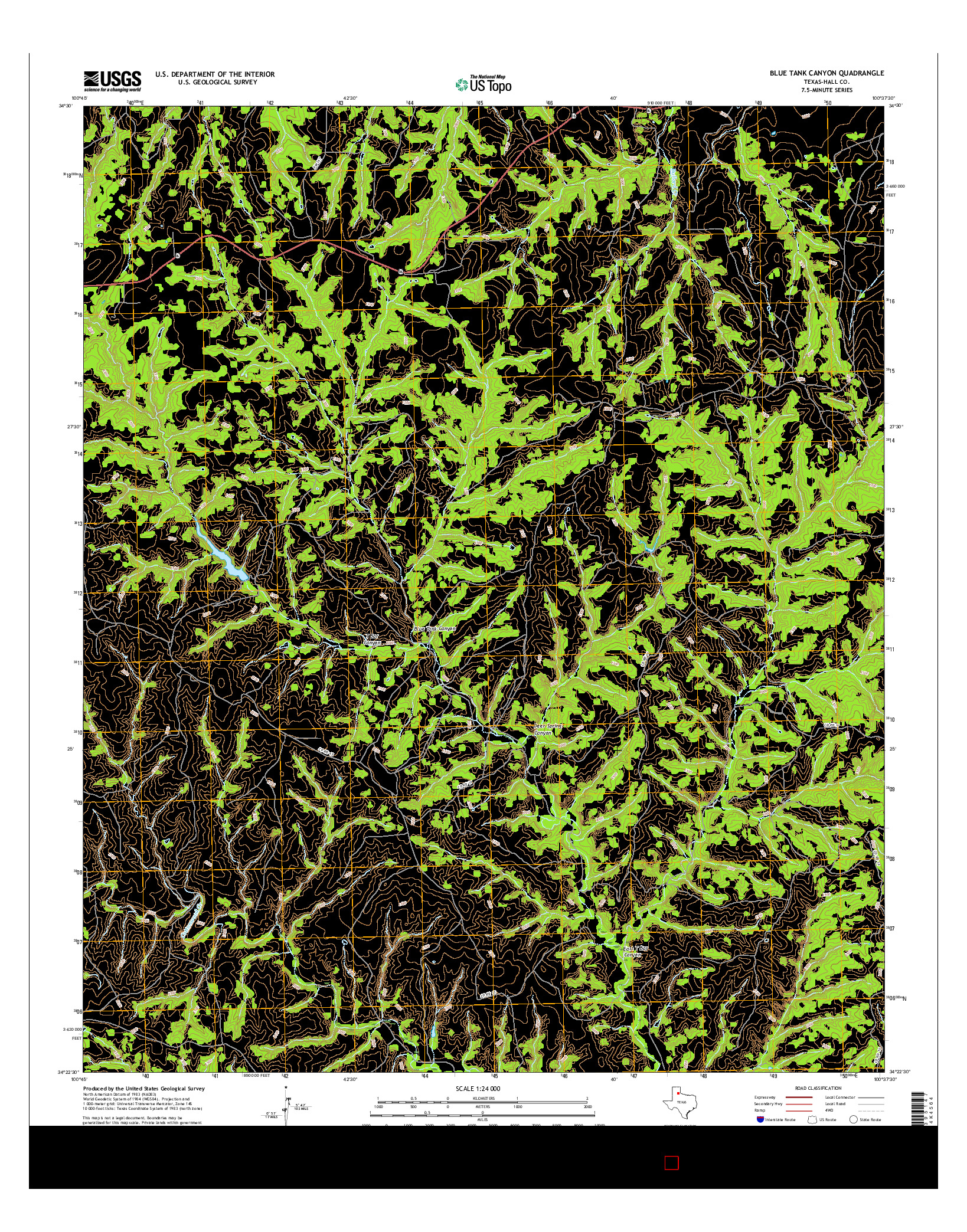 USGS US TOPO 7.5-MINUTE MAP FOR BLUE TANK CANYON, TX 2016