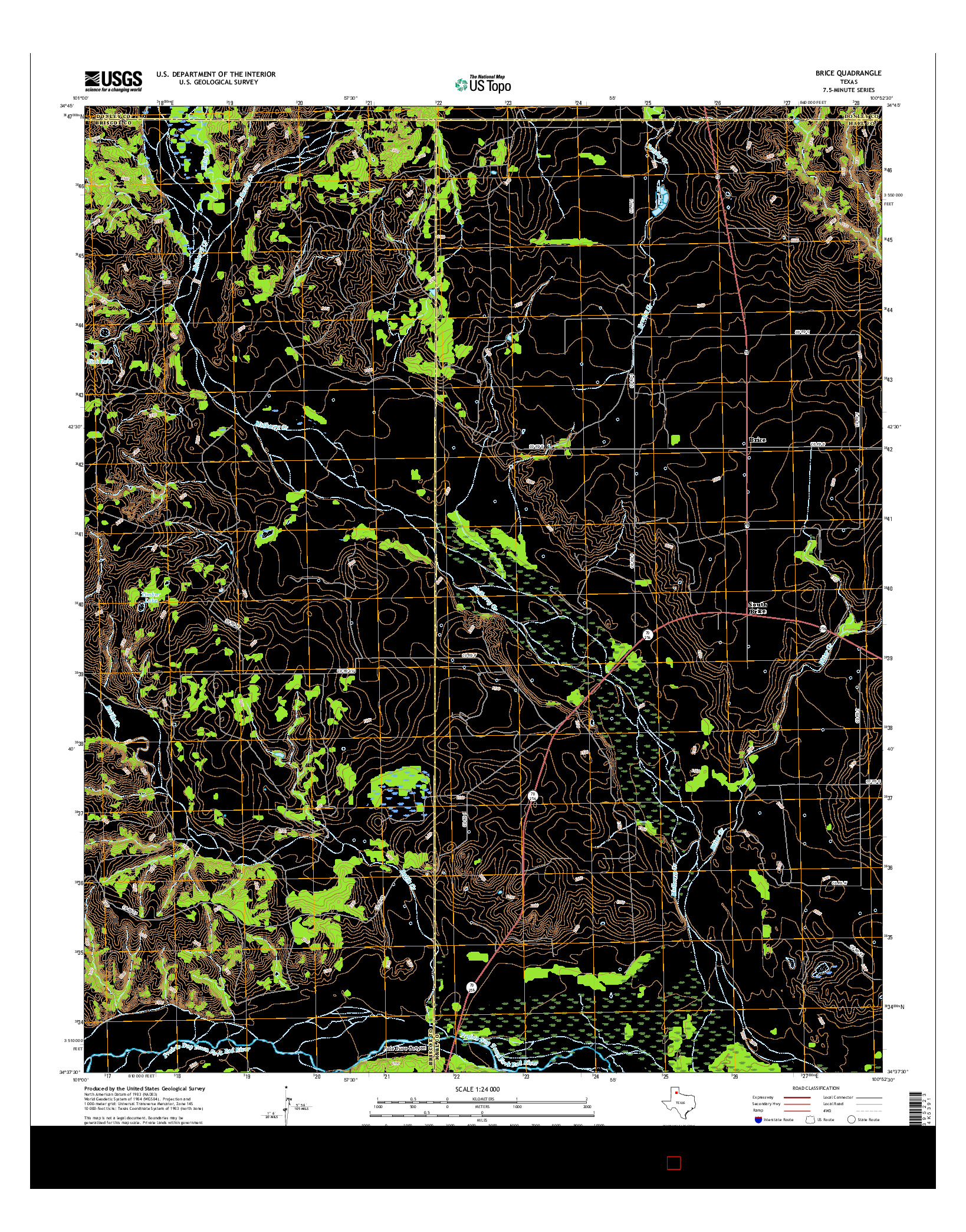 USGS US TOPO 7.5-MINUTE MAP FOR BRICE, TX 2016