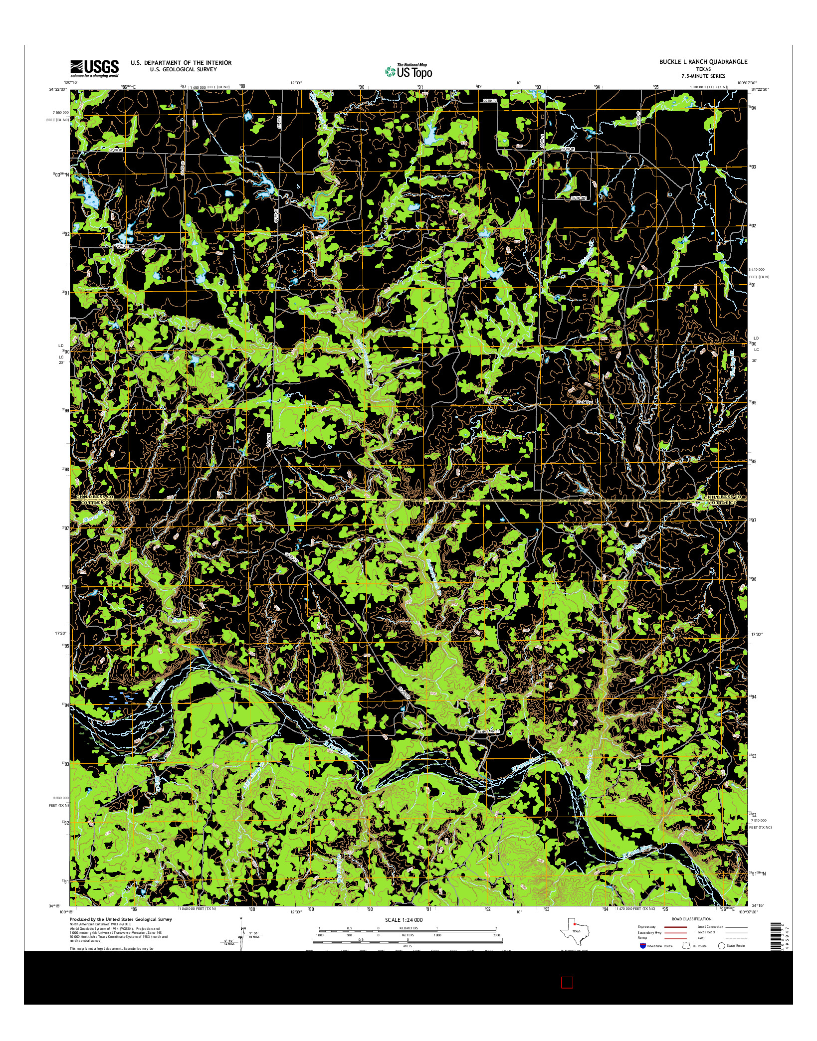 USGS US TOPO 7.5-MINUTE MAP FOR BUCKLE L RANCH, TX 2016