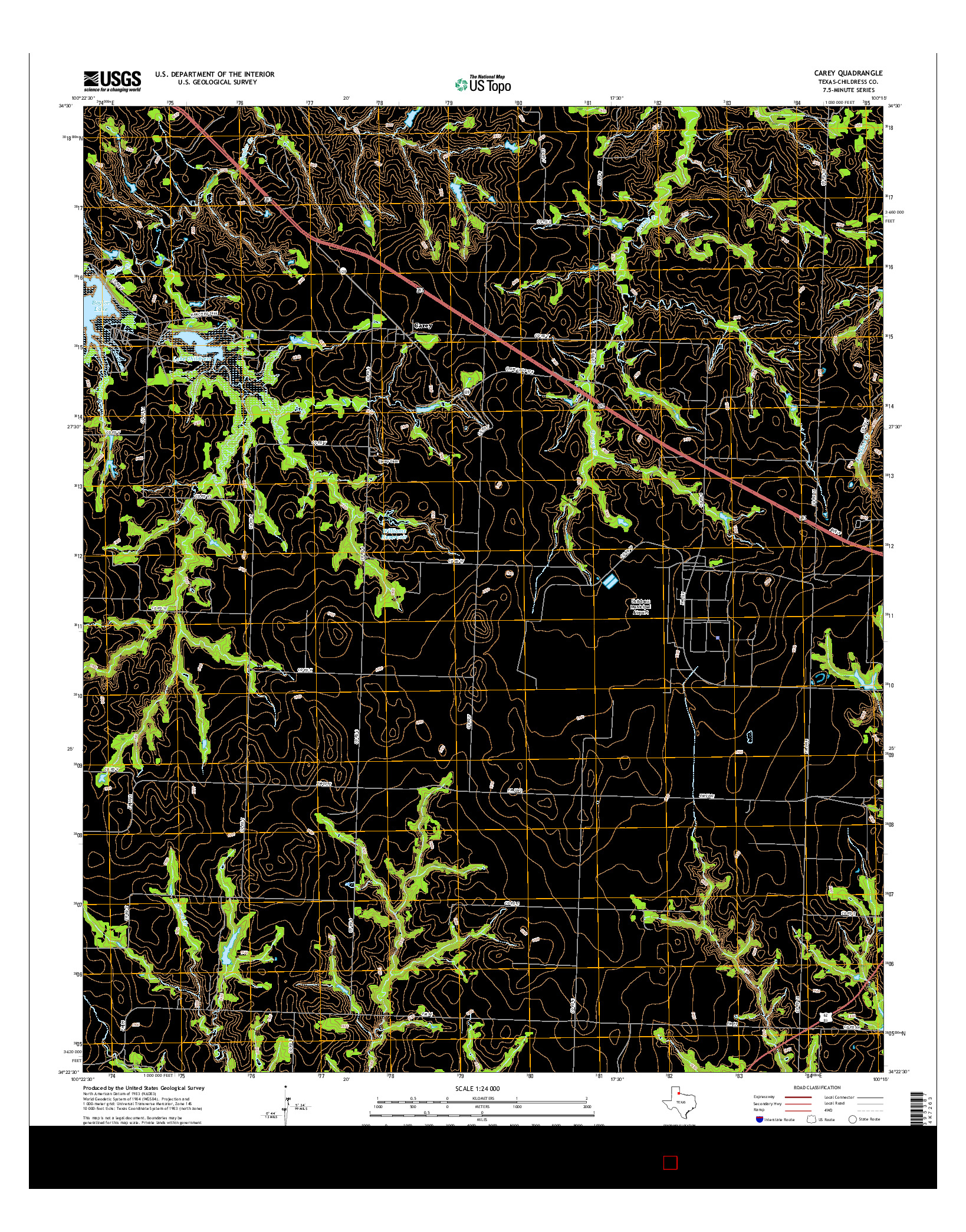 USGS US TOPO 7.5-MINUTE MAP FOR CAREY, TX 2016