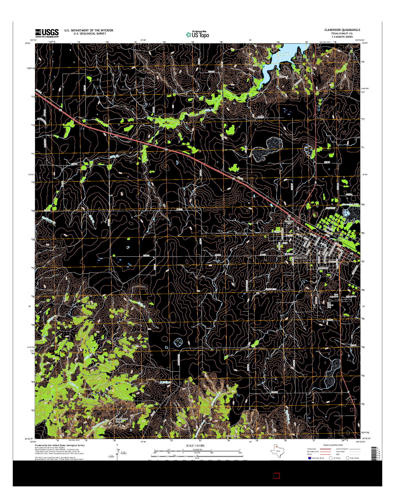 USGS US TOPO 7.5-MINUTE MAP FOR CLARENDON, TX 2016