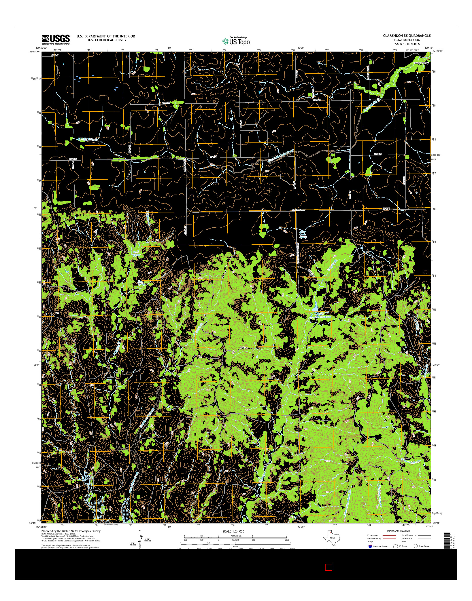 USGS US TOPO 7.5-MINUTE MAP FOR CLARENDON SE, TX 2016