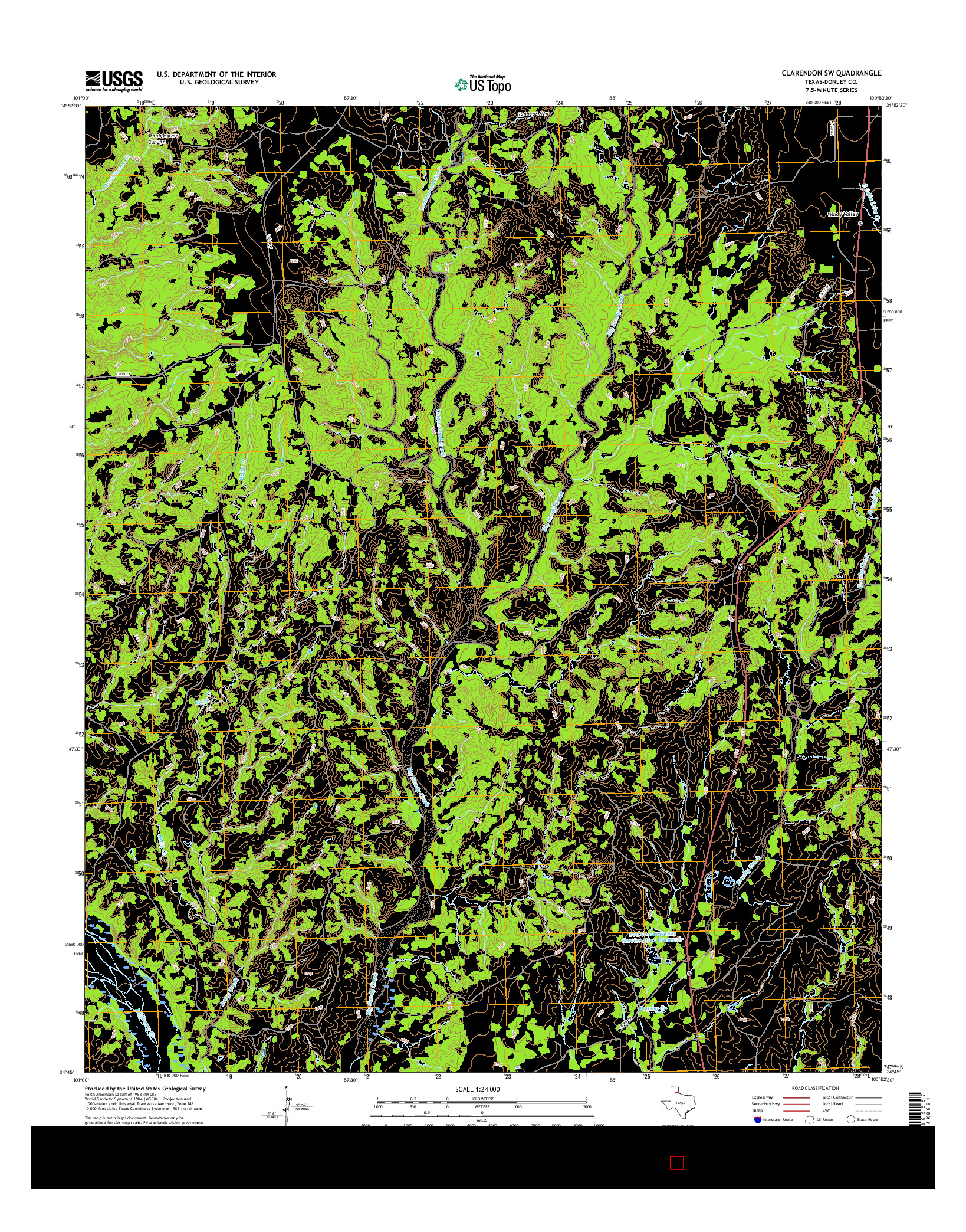 USGS US TOPO 7.5-MINUTE MAP FOR CLARENDON SW, TX 2016