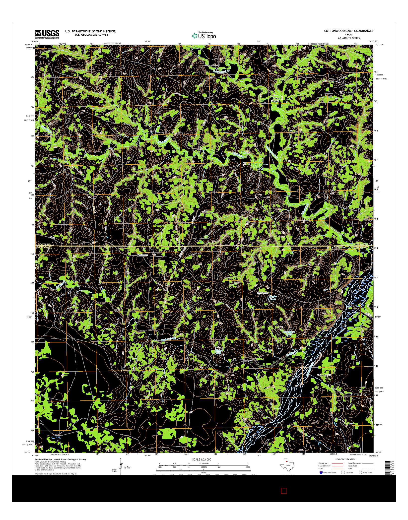 USGS US TOPO 7.5-MINUTE MAP FOR COTTONWOOD CAMP, TX 2016