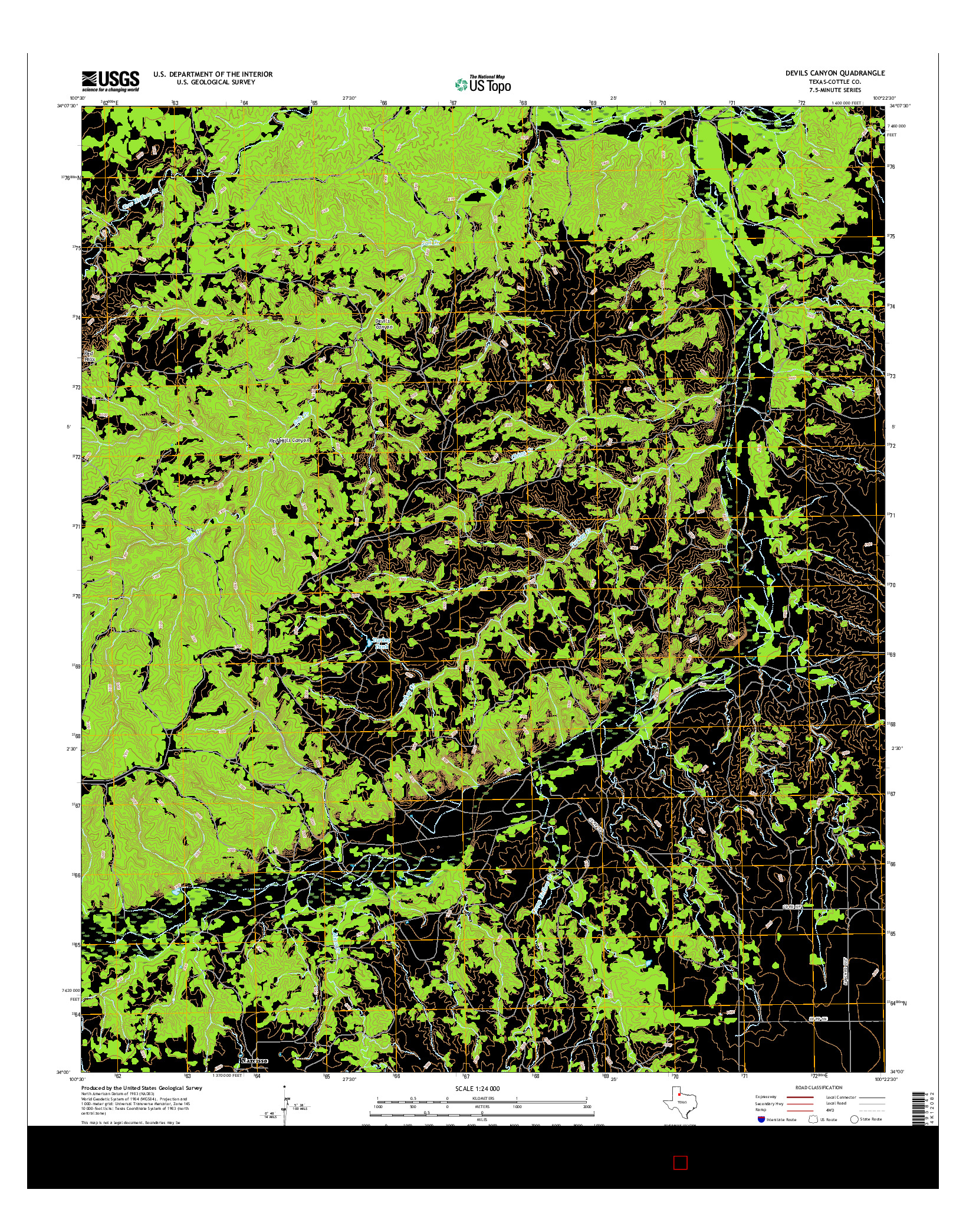 USGS US TOPO 7.5-MINUTE MAP FOR DEVILS CANYON, TX 2016