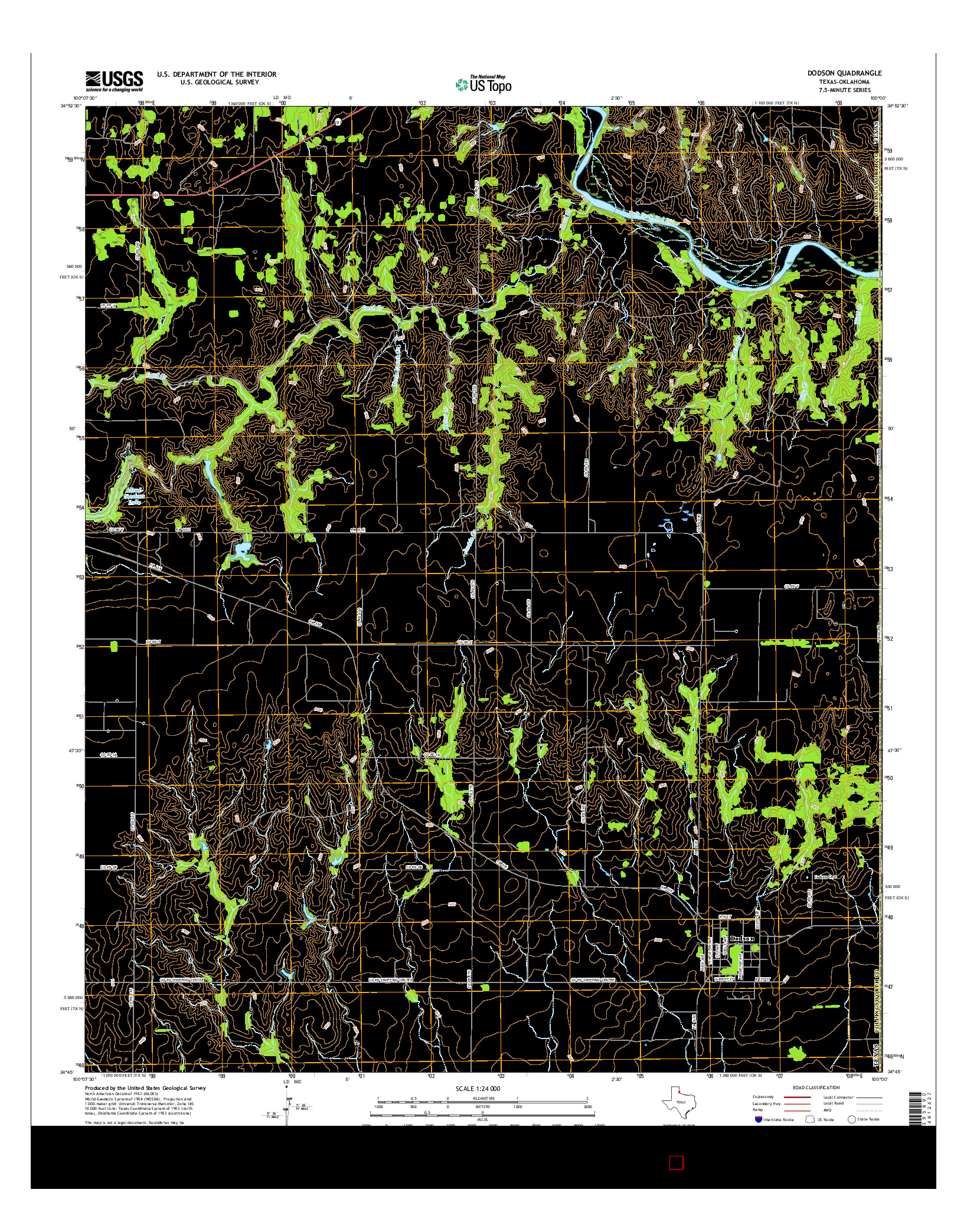 USGS US TOPO 7.5-MINUTE MAP FOR DODSON, TX-OK 2016