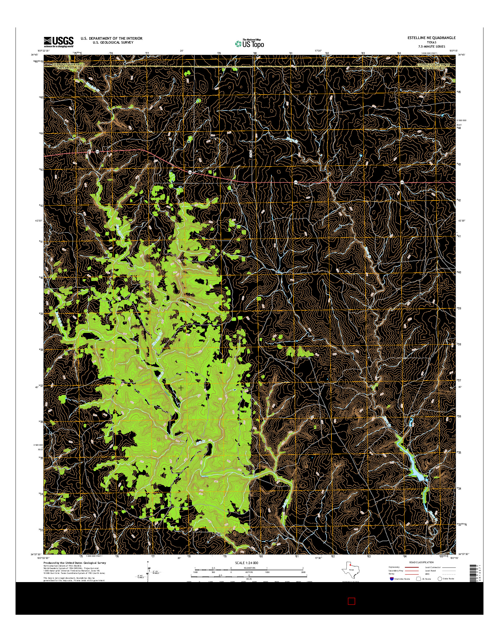 USGS US TOPO 7.5-MINUTE MAP FOR ESTELLINE NE, TX 2016