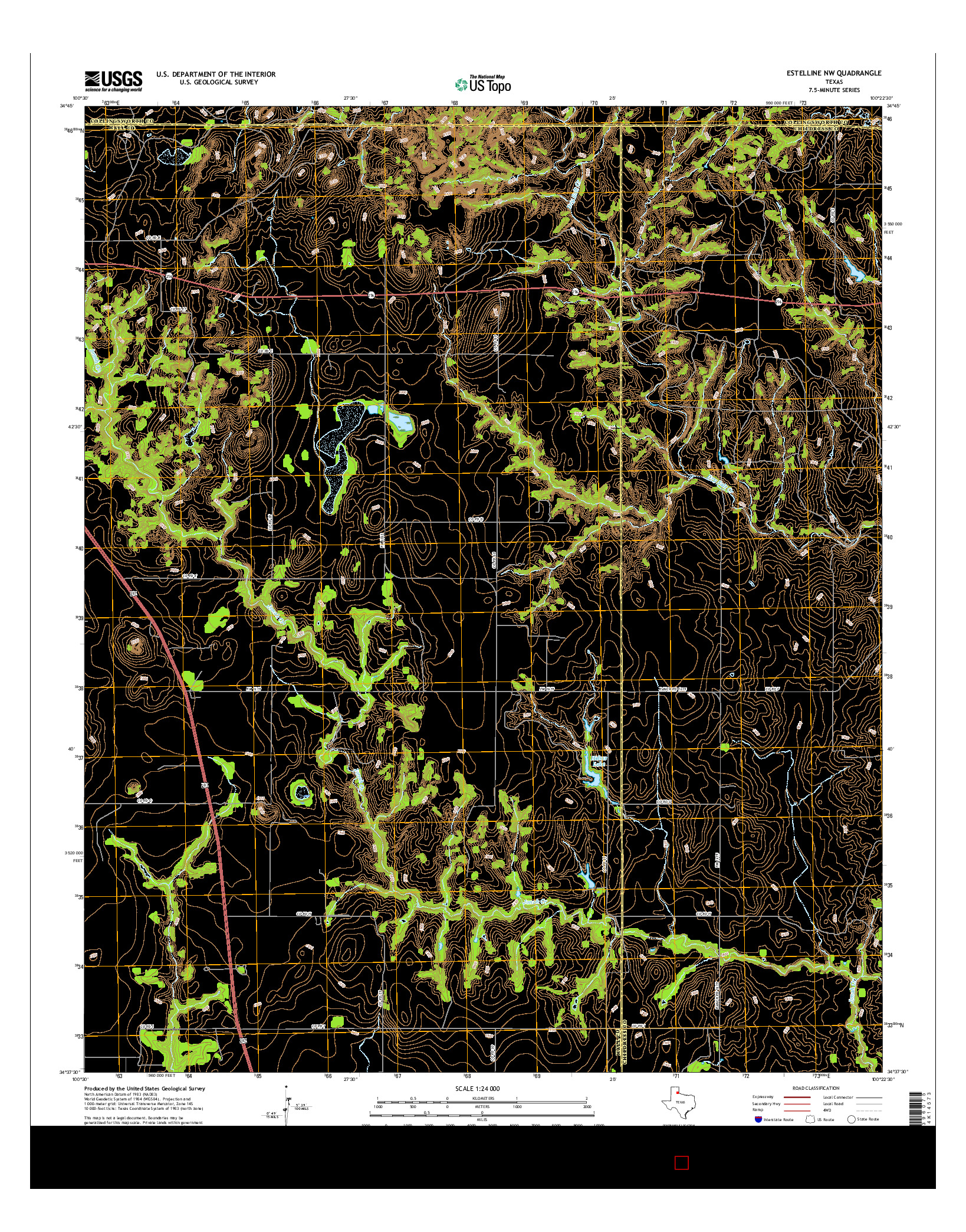 USGS US TOPO 7.5-MINUTE MAP FOR ESTELLINE NW, TX 2016