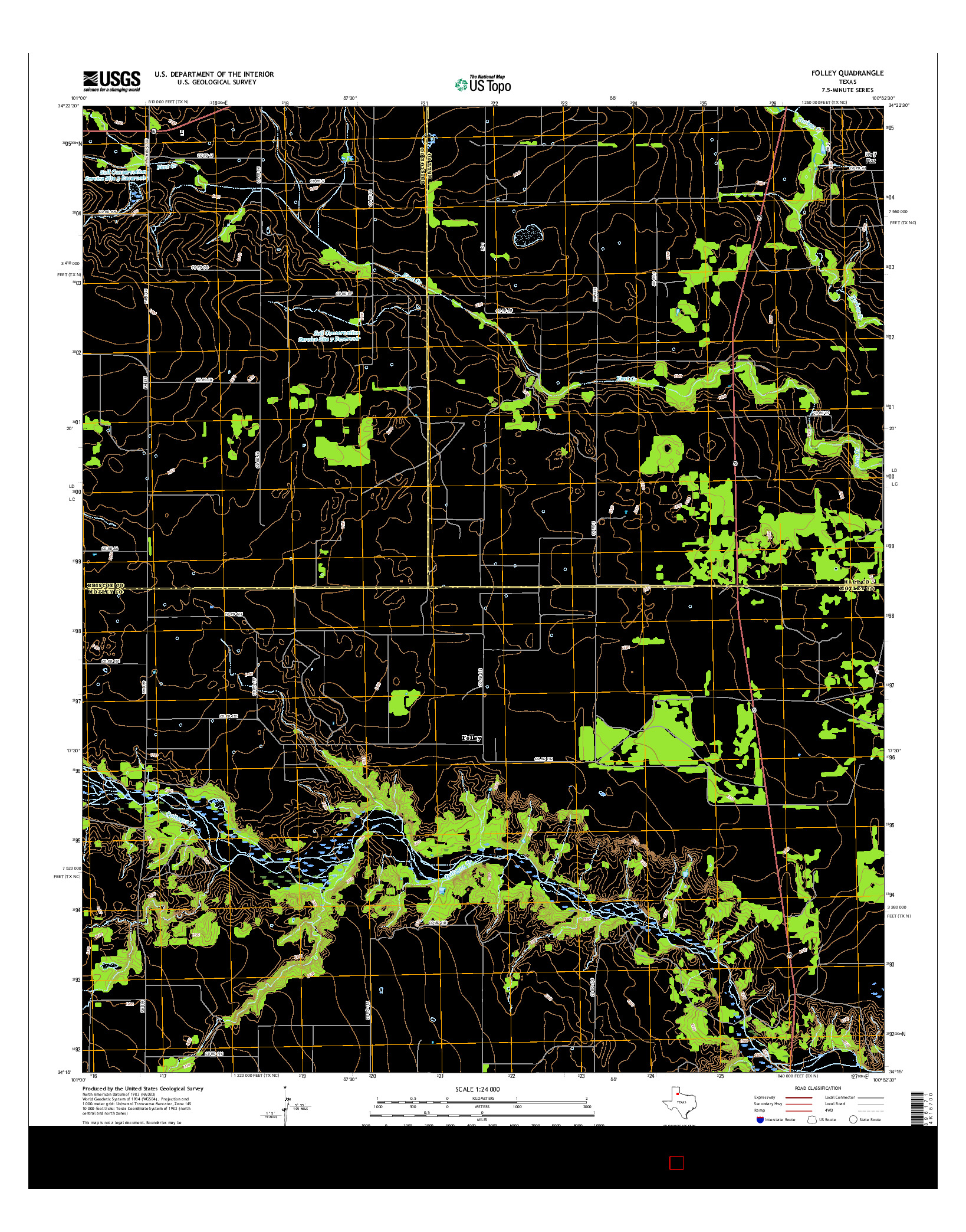 USGS US TOPO 7.5-MINUTE MAP FOR FOLLEY, TX 2016