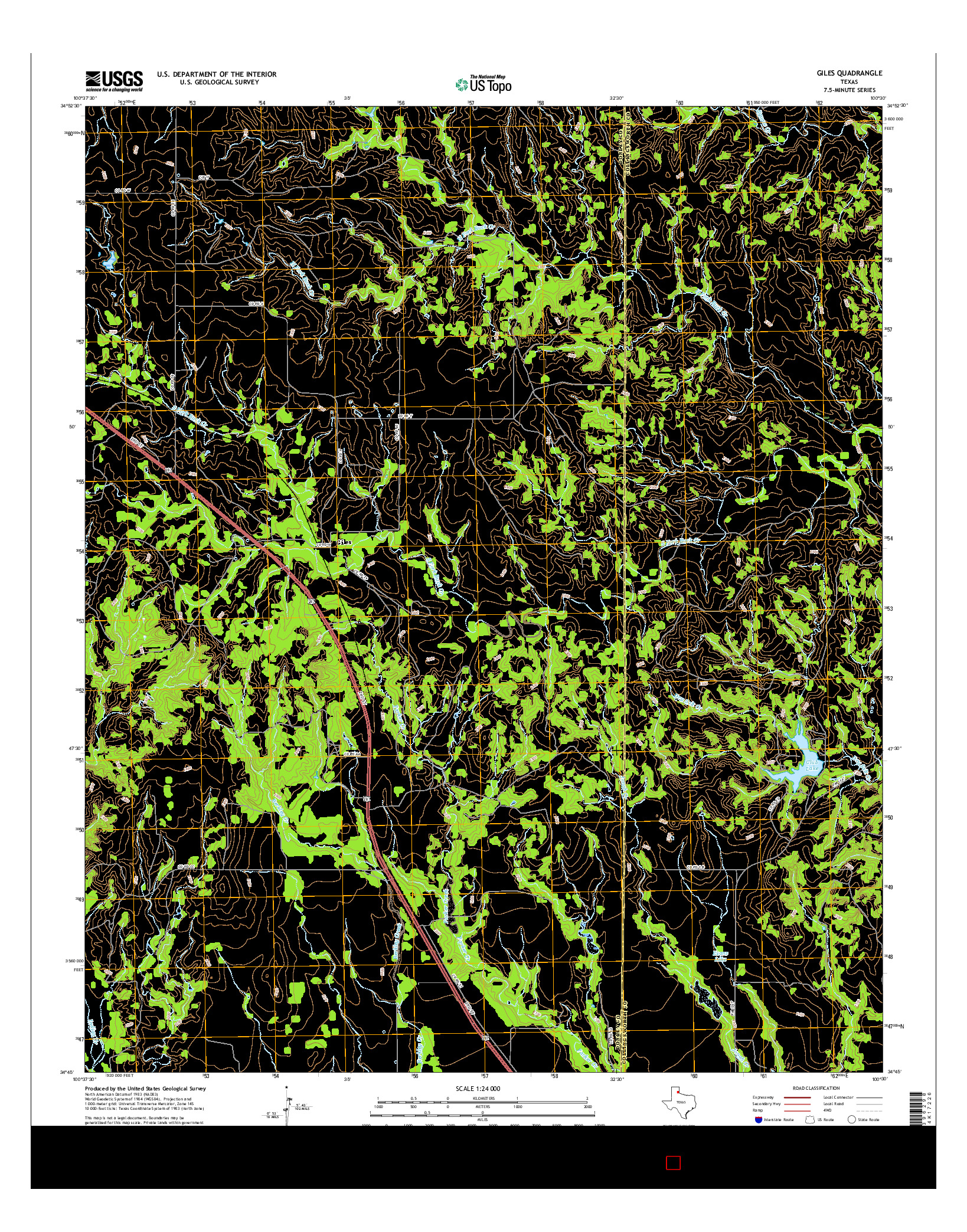 USGS US TOPO 7.5-MINUTE MAP FOR GILES, TX 2016