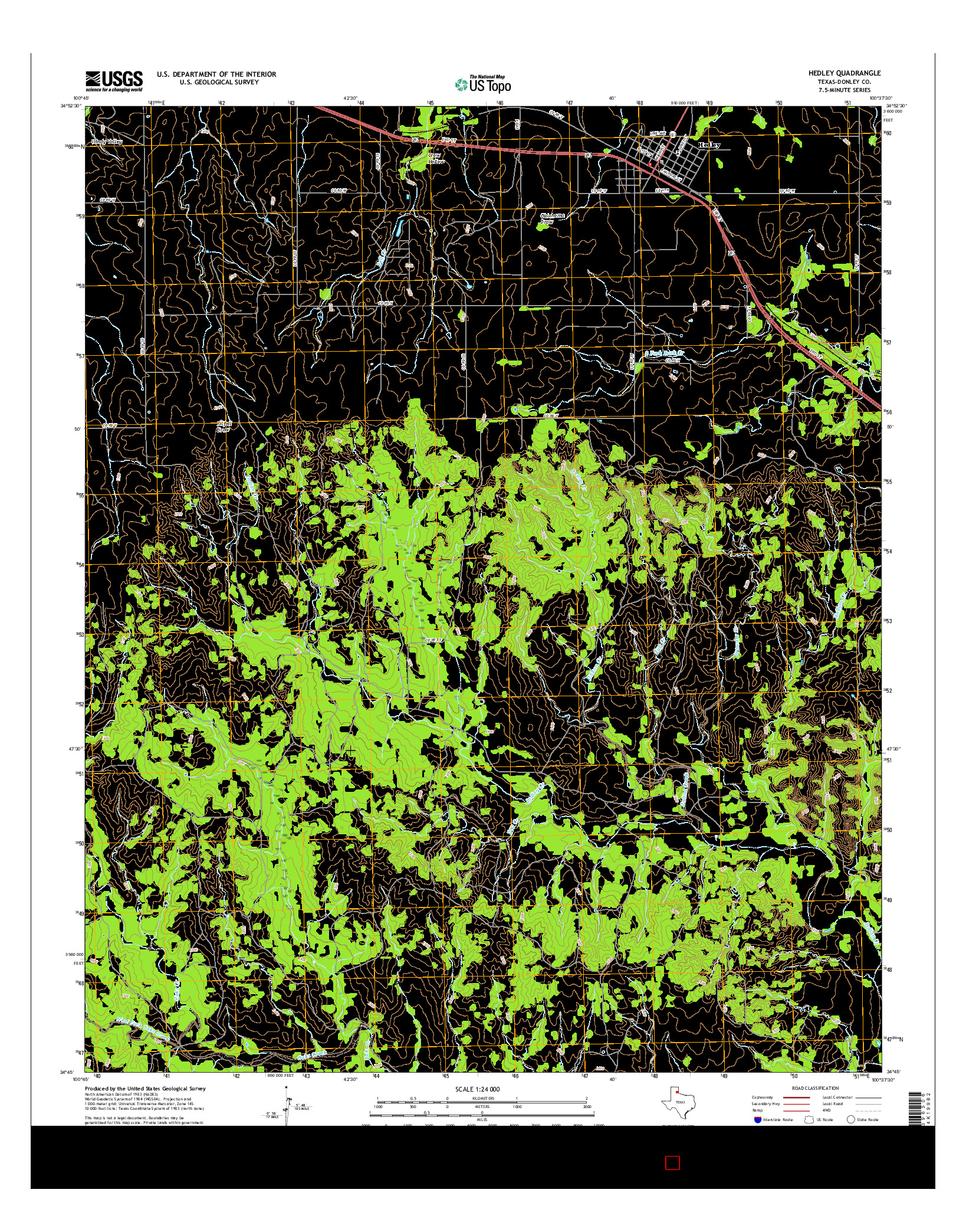 USGS US TOPO 7.5-MINUTE MAP FOR HEDLEY, TX 2016