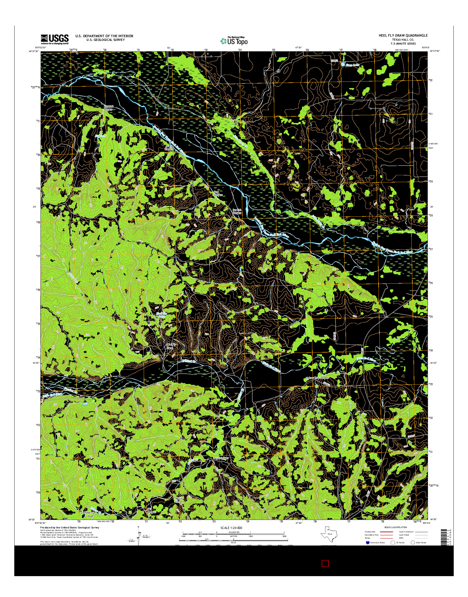 USGS US TOPO 7.5-MINUTE MAP FOR HEEL FLY DRAW, TX 2016