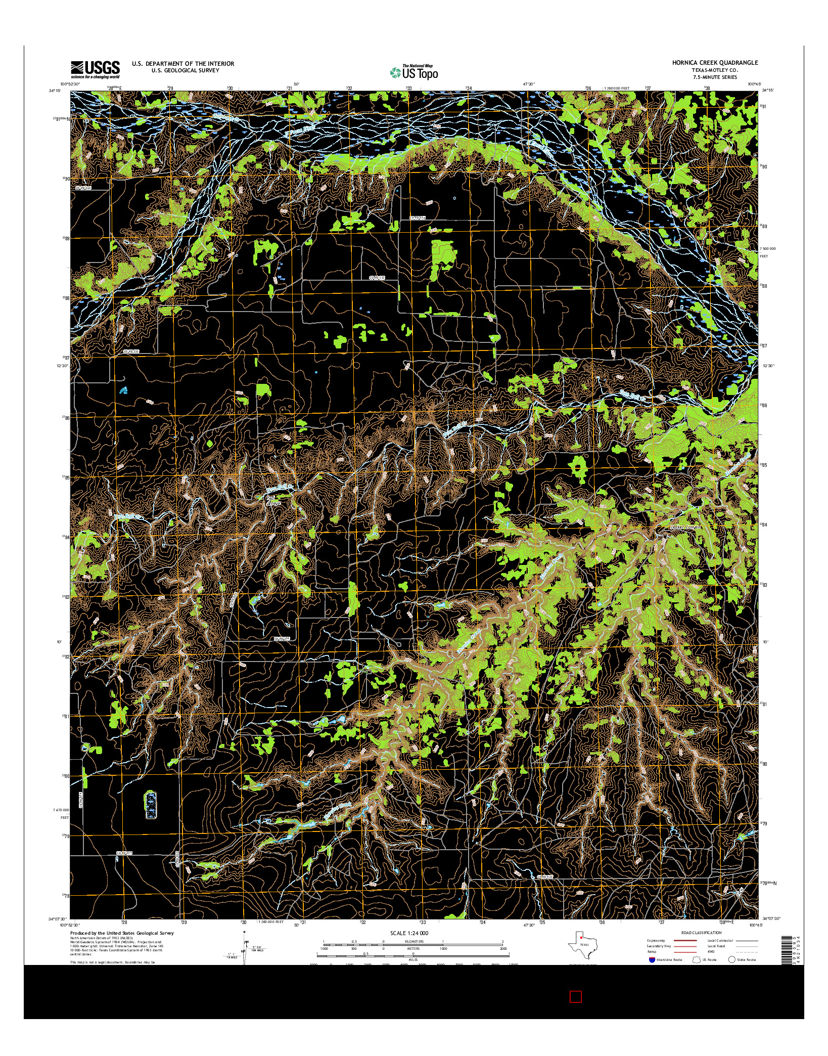 USGS US TOPO 7.5-MINUTE MAP FOR HORNICA CREEK, TX 2016