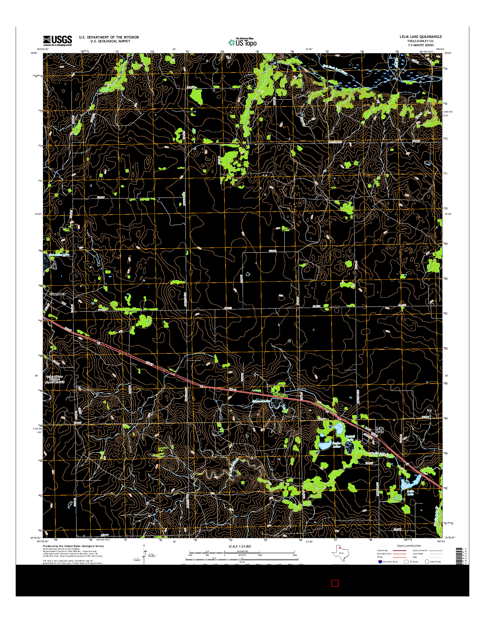 USGS US TOPO 7.5-MINUTE MAP FOR LELIA LAKE, TX 2016
