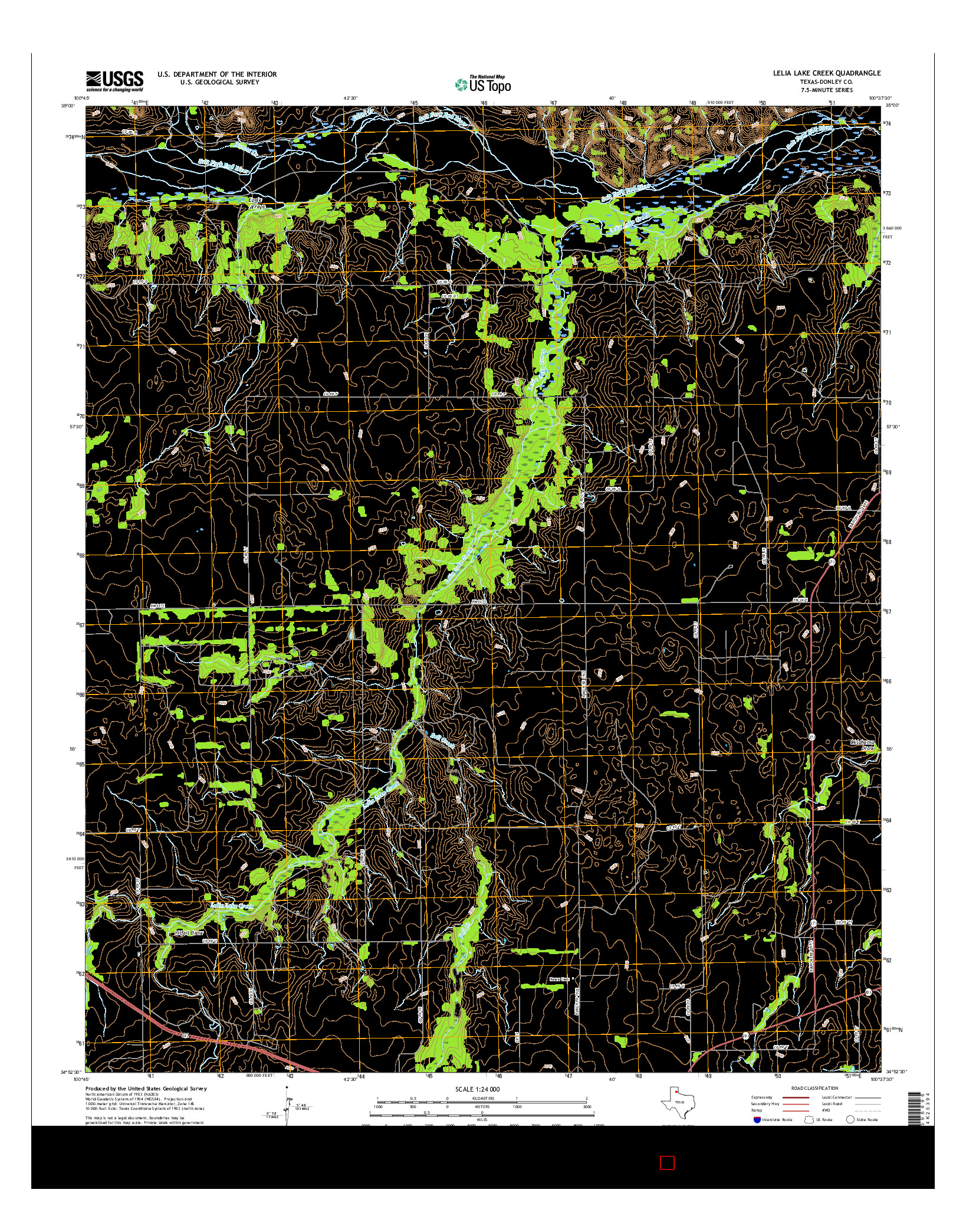 USGS US TOPO 7.5-MINUTE MAP FOR LELIA LAKE CREEK, TX 2016