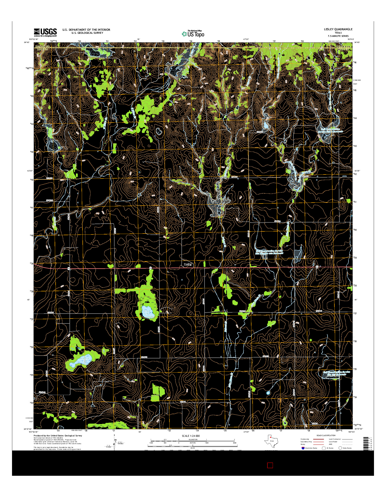 USGS US TOPO 7.5-MINUTE MAP FOR LESLEY, TX 2016