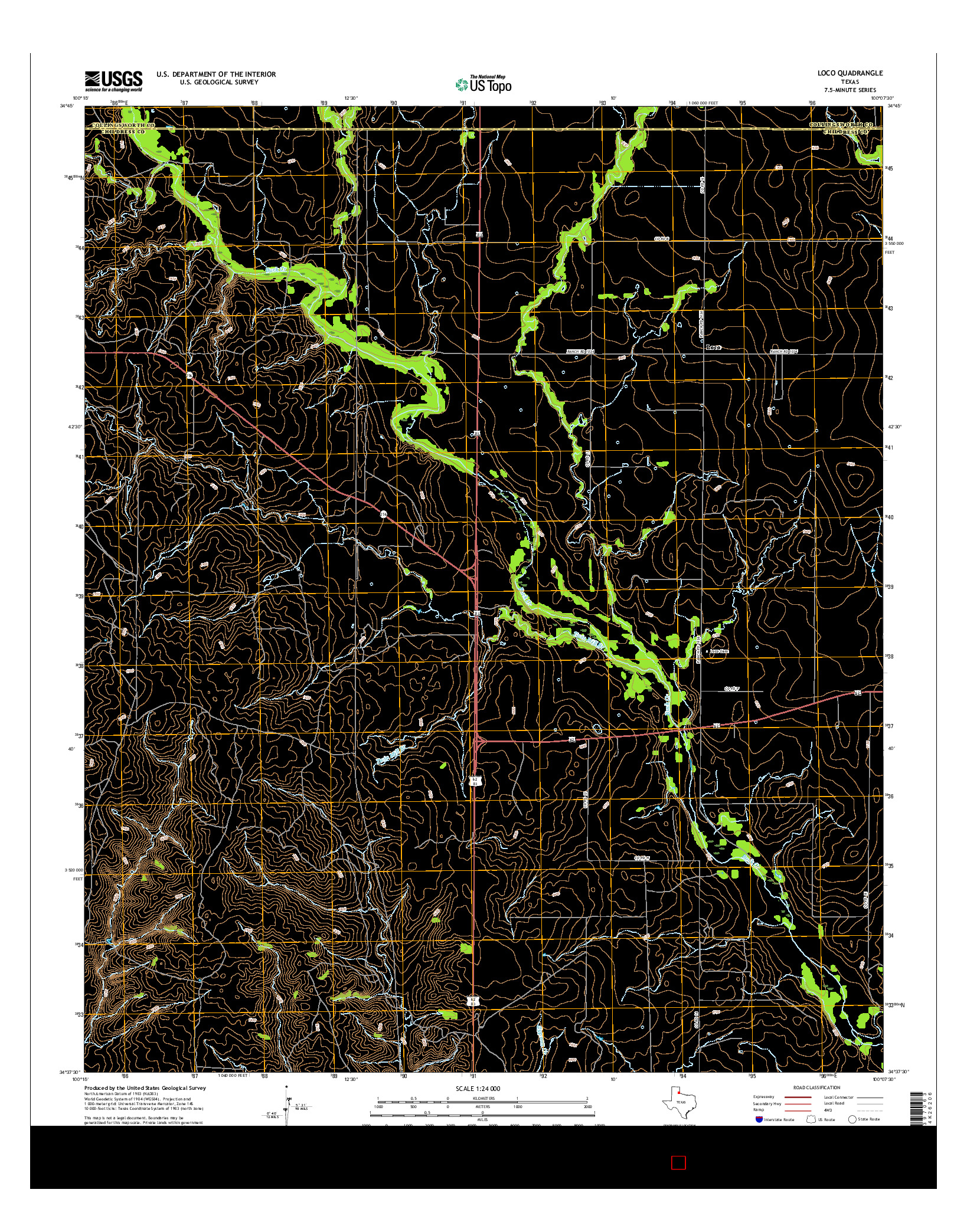 USGS US TOPO 7.5-MINUTE MAP FOR LOCO, TX 2016