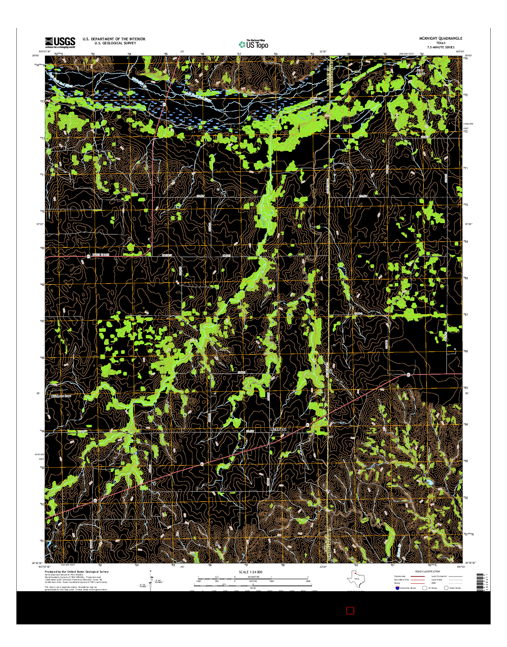 USGS US TOPO 7.5-MINUTE MAP FOR MCKNIGHT, TX 2016