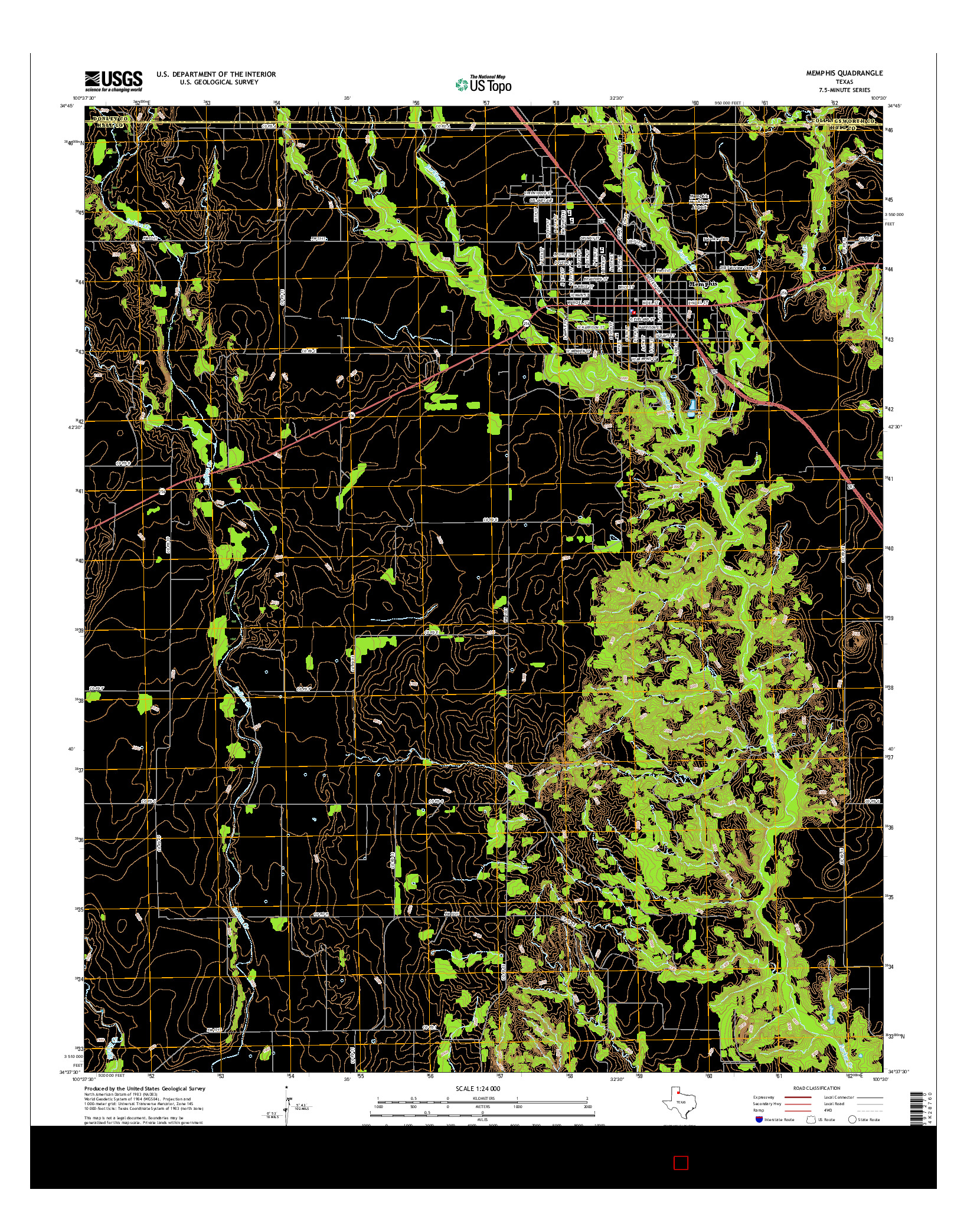 USGS US TOPO 7.5-MINUTE MAP FOR MEMPHIS, TX 2016
