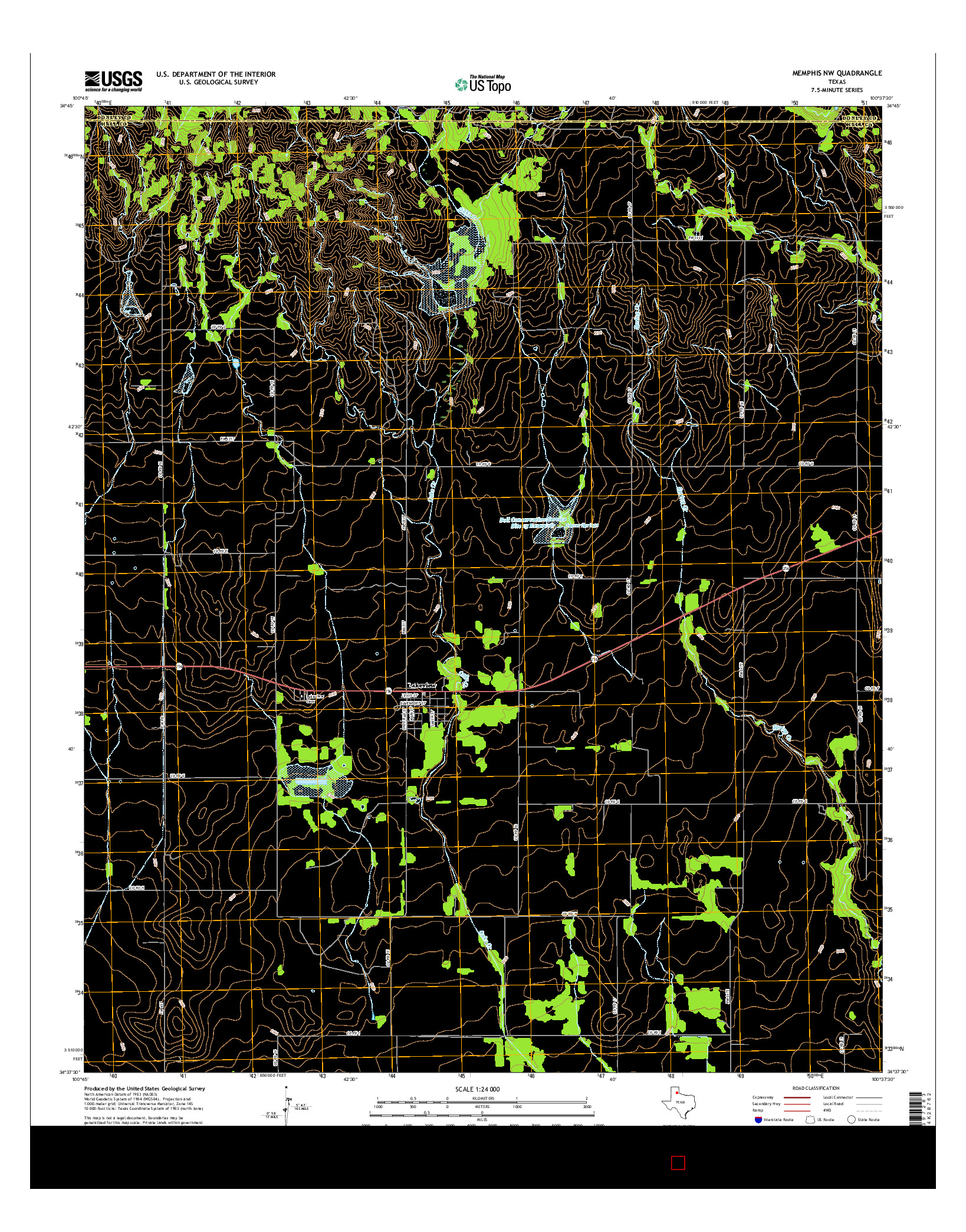 USGS US TOPO 7.5-MINUTE MAP FOR MEMPHIS NW, TX 2016