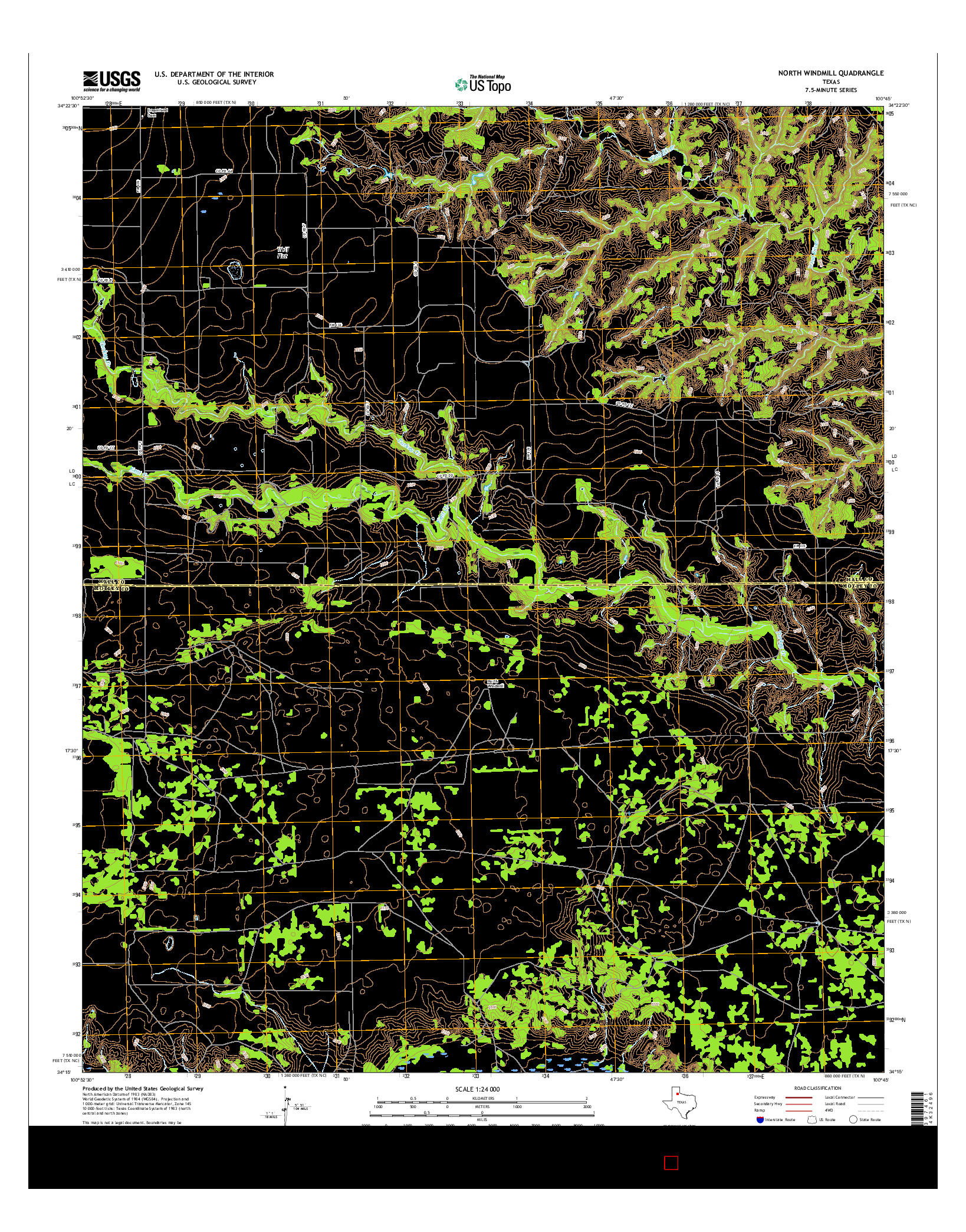 USGS US TOPO 7.5-MINUTE MAP FOR NORTH WINDMILL, TX 2016