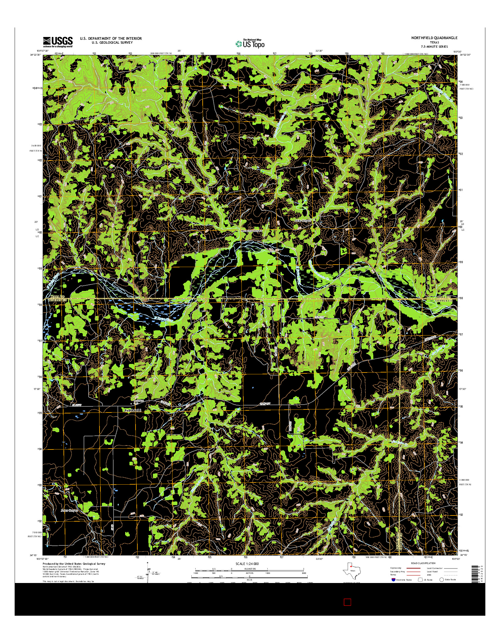 USGS US TOPO 7.5-MINUTE MAP FOR NORTHFIELD, TX 2016