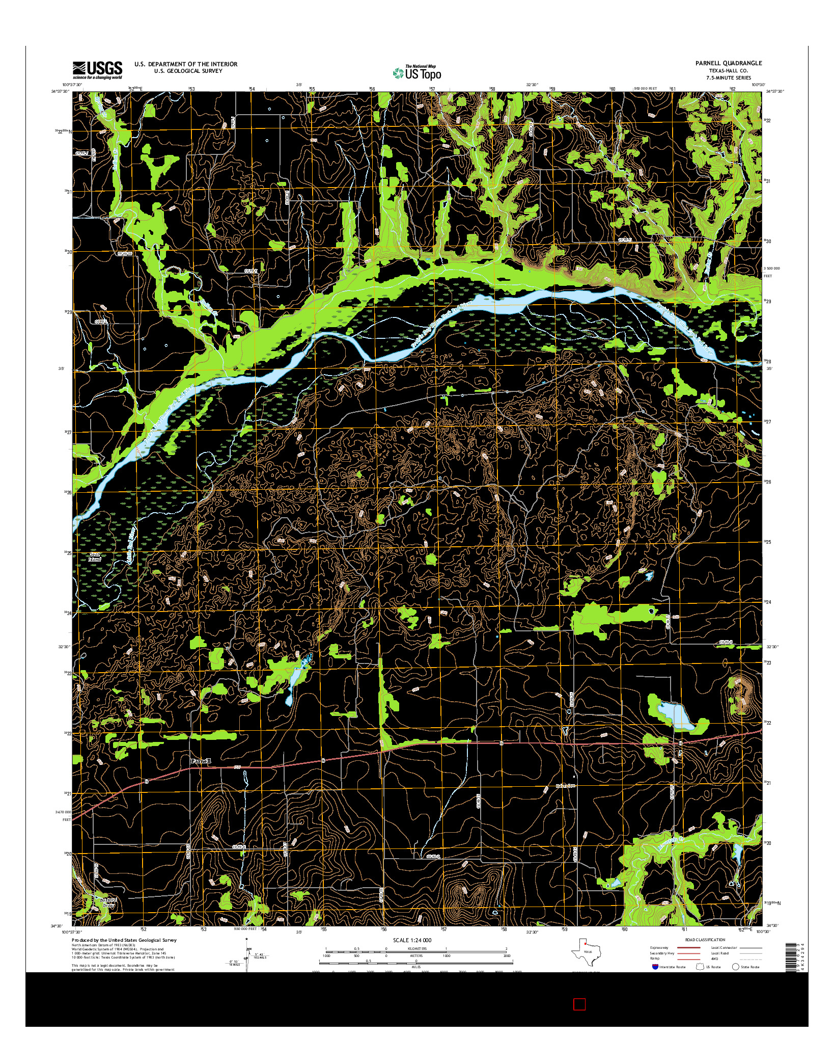 USGS US TOPO 7.5-MINUTE MAP FOR PARNELL, TX 2016