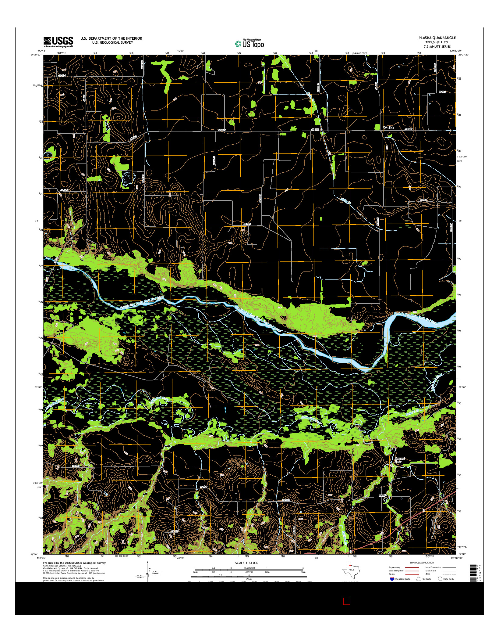 USGS US TOPO 7.5-MINUTE MAP FOR PLASKA, TX 2016
