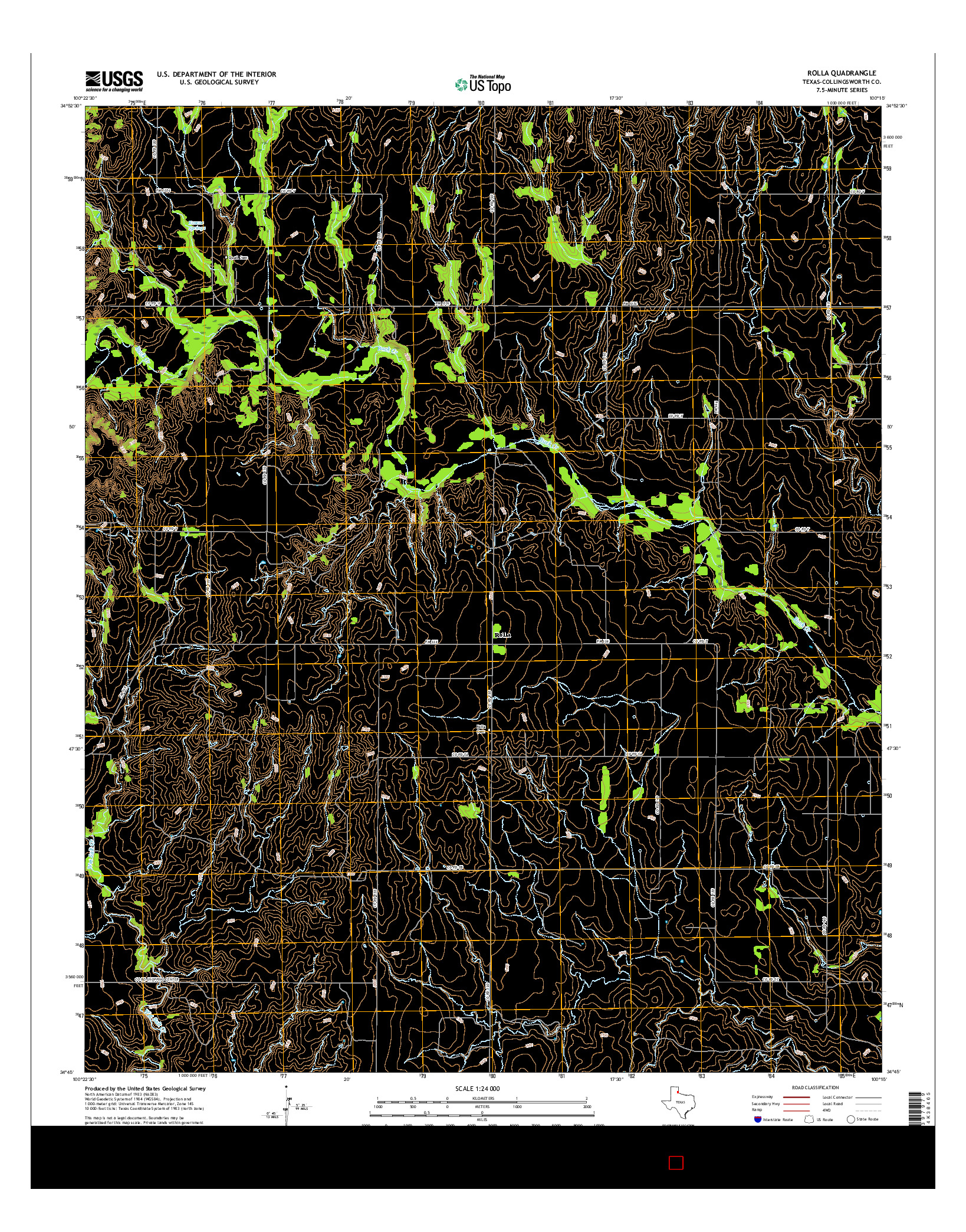 USGS US TOPO 7.5-MINUTE MAP FOR ROLLA, TX 2016