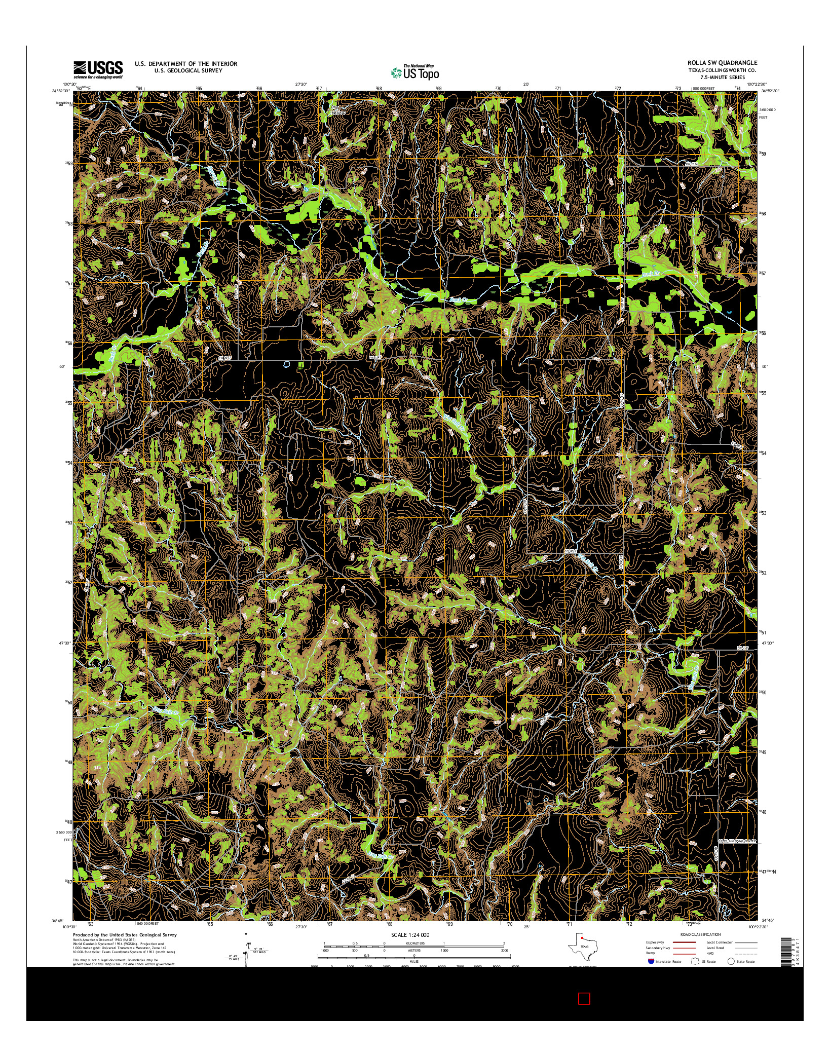 USGS US TOPO 7.5-MINUTE MAP FOR ROLLA SW, TX 2016