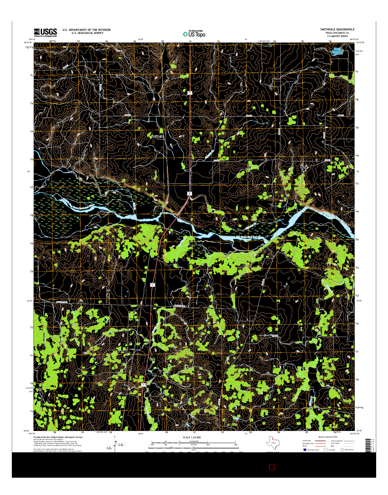 USGS US TOPO 7.5-MINUTE MAP FOR SMITHDALE, TX 2016